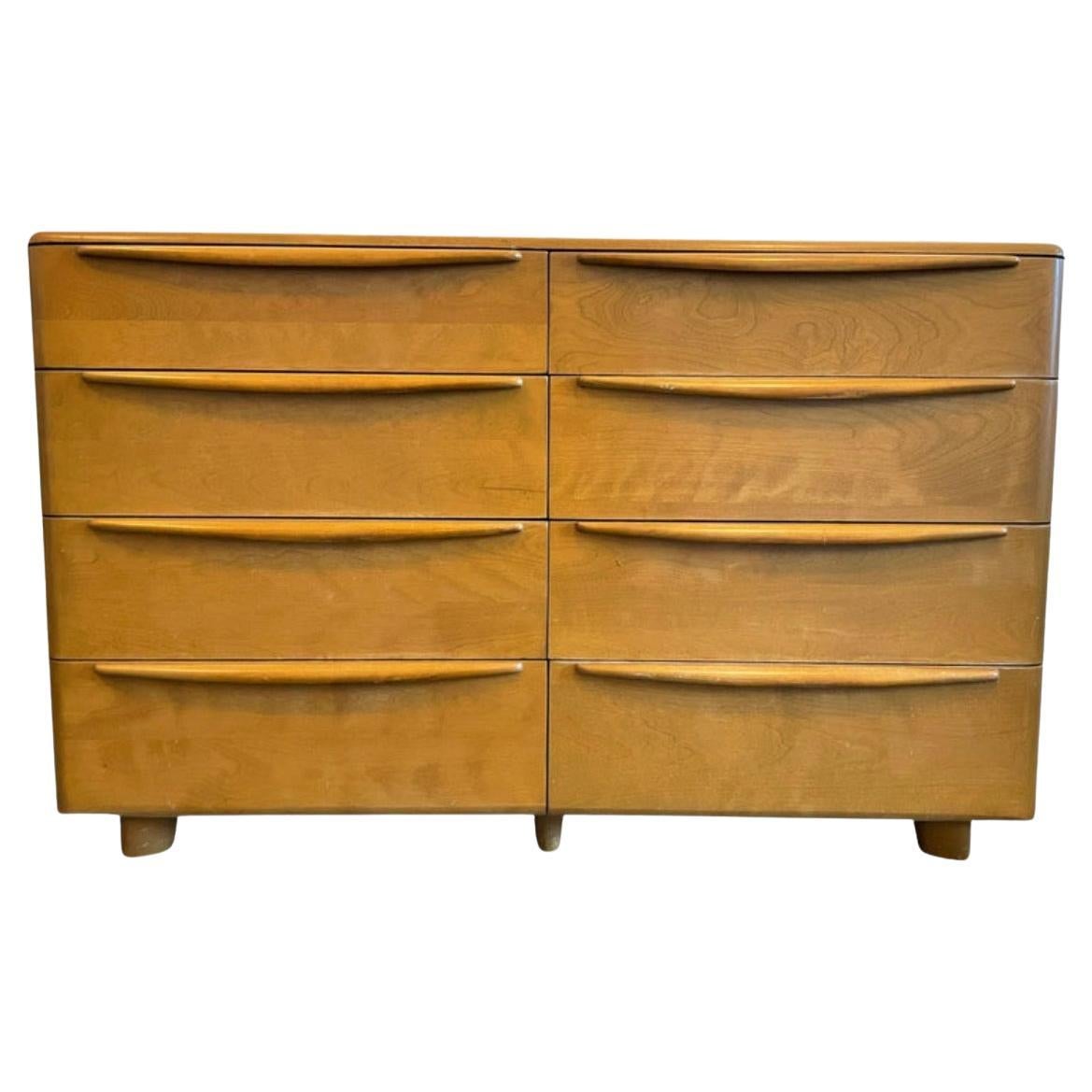 Mid-Century Modern Blonde Solid Maple 8 Drawer Dresser by Heywood Wakefield