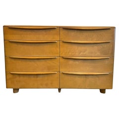 Vintage Mid-Century Modern Blonde Solid Maple 8 Drawer Dresser by Heywood Wakefield