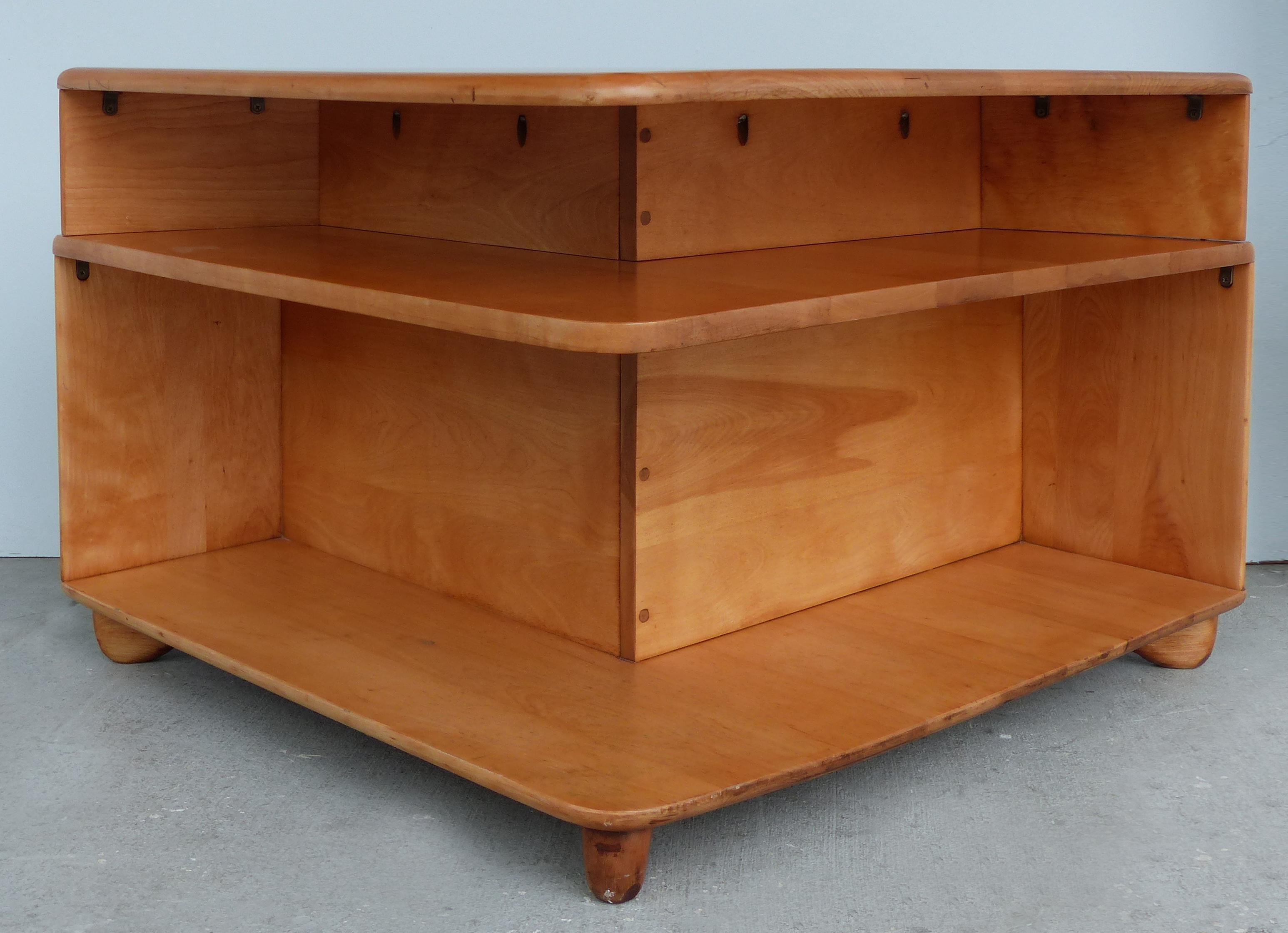 20th Century Mid-Century Modern Blonde Wood Corner Table