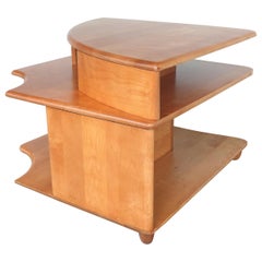 Vintage Mid-Century Modern Blonde Wood Corner Table
