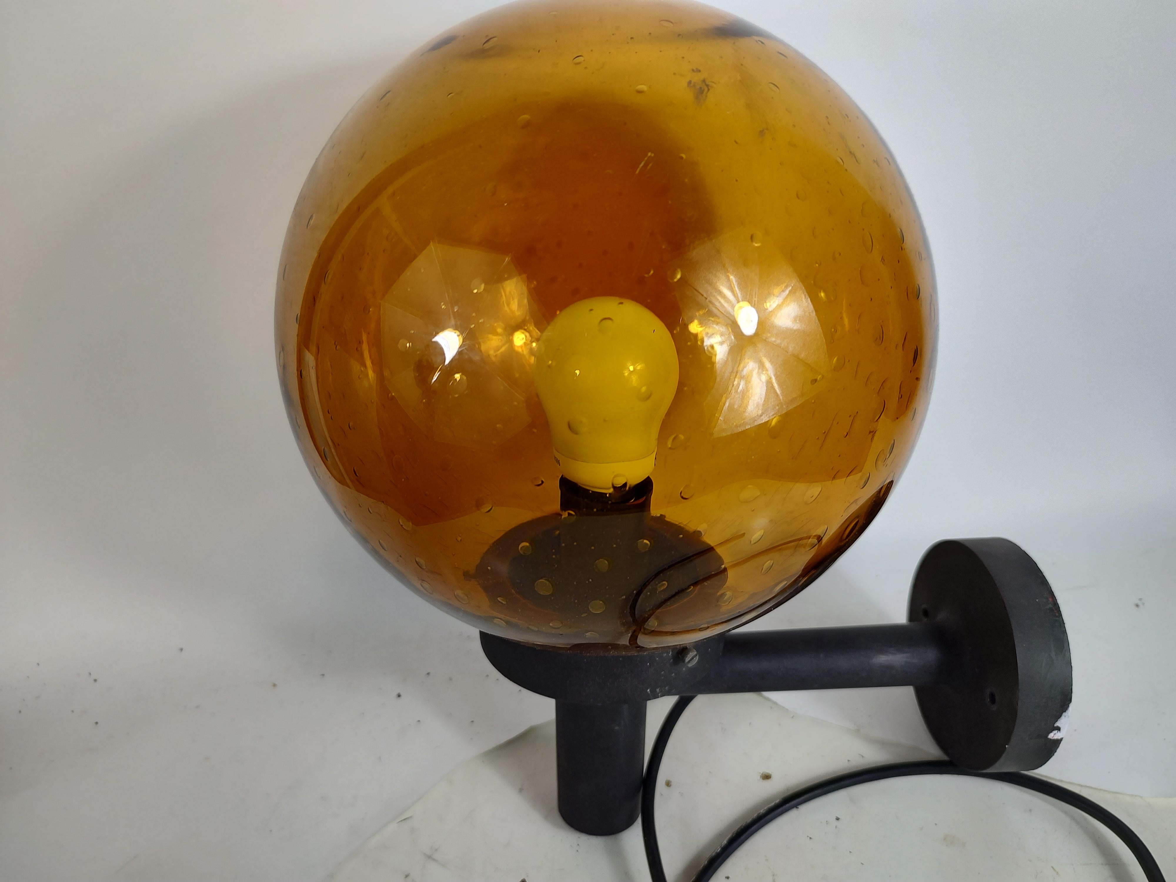 Mid-Century Modern Blown Amber Glass Outdoor Sconces by Hans Agne Jakobsson In Good Condition In Port Jervis, NY