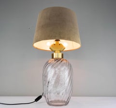 Mid-Century Modern Blown Glass and Brass Table Lamp Lumica Spain, 1970
