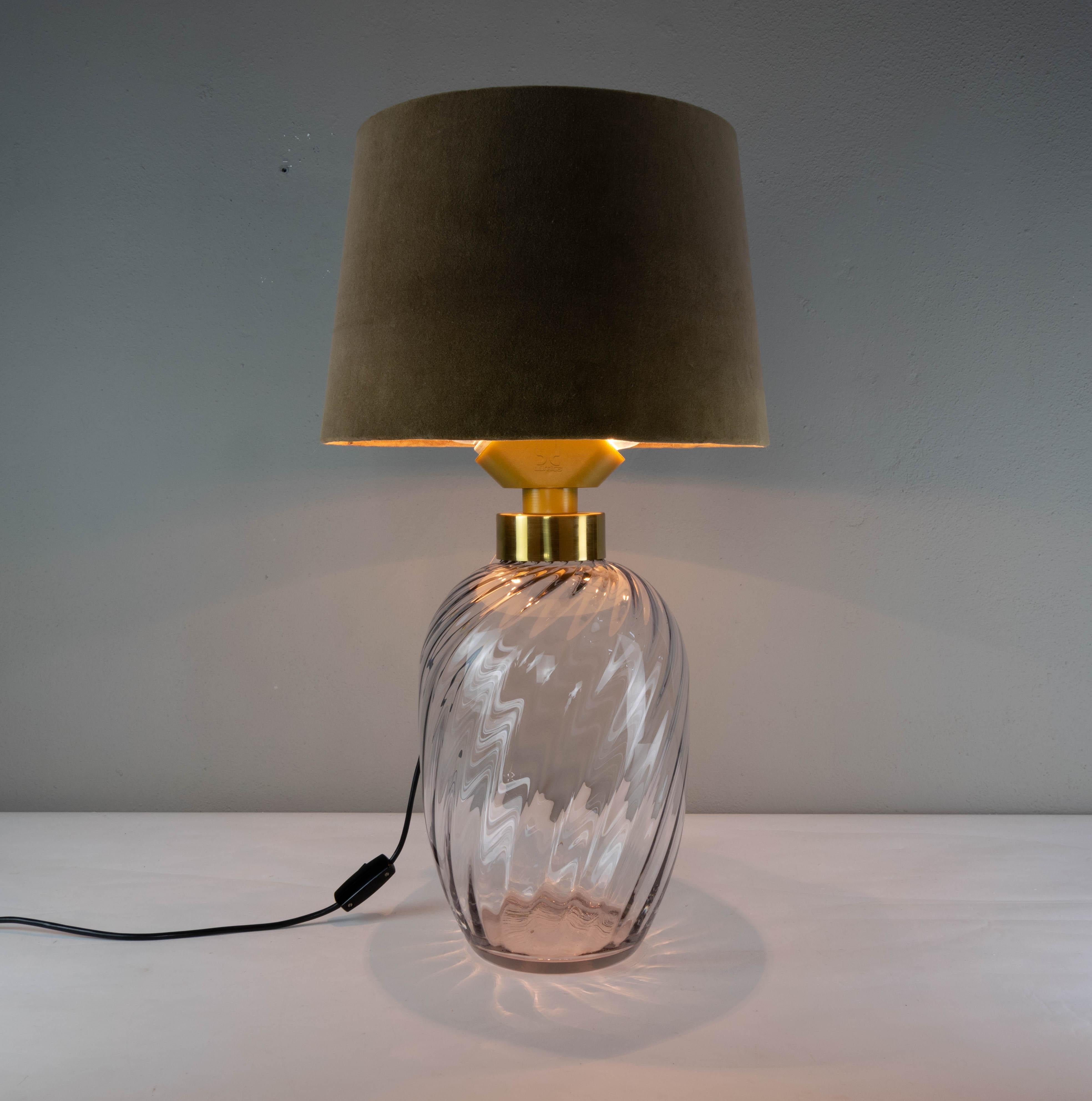 Mid-Century Modern Blown Glass and Brass Table Lamp Lumica Spain, 1970 For Sale 1