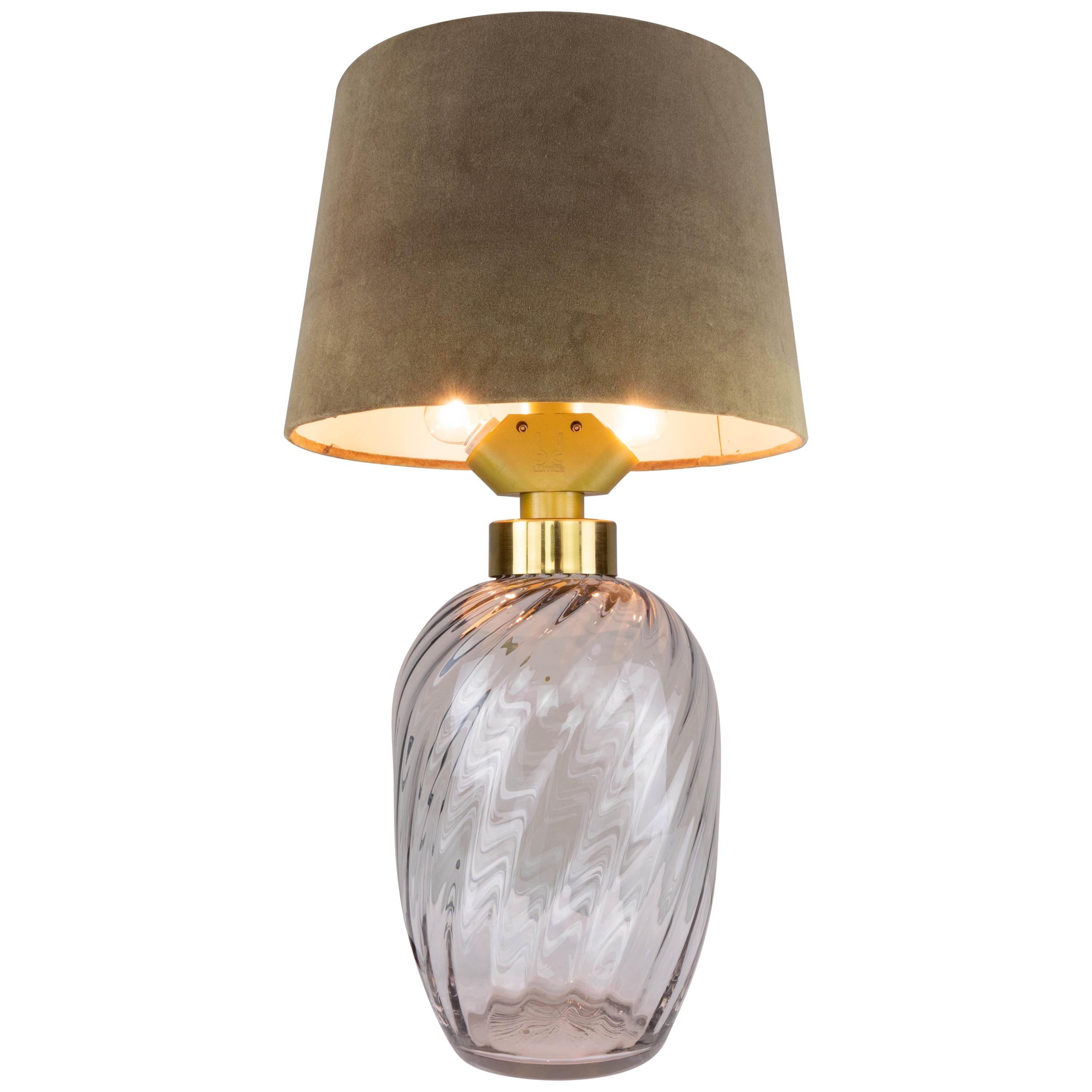 Mid-Century Modern Blown Glass and Brass Table Lamp Lumica Spain, 1970
