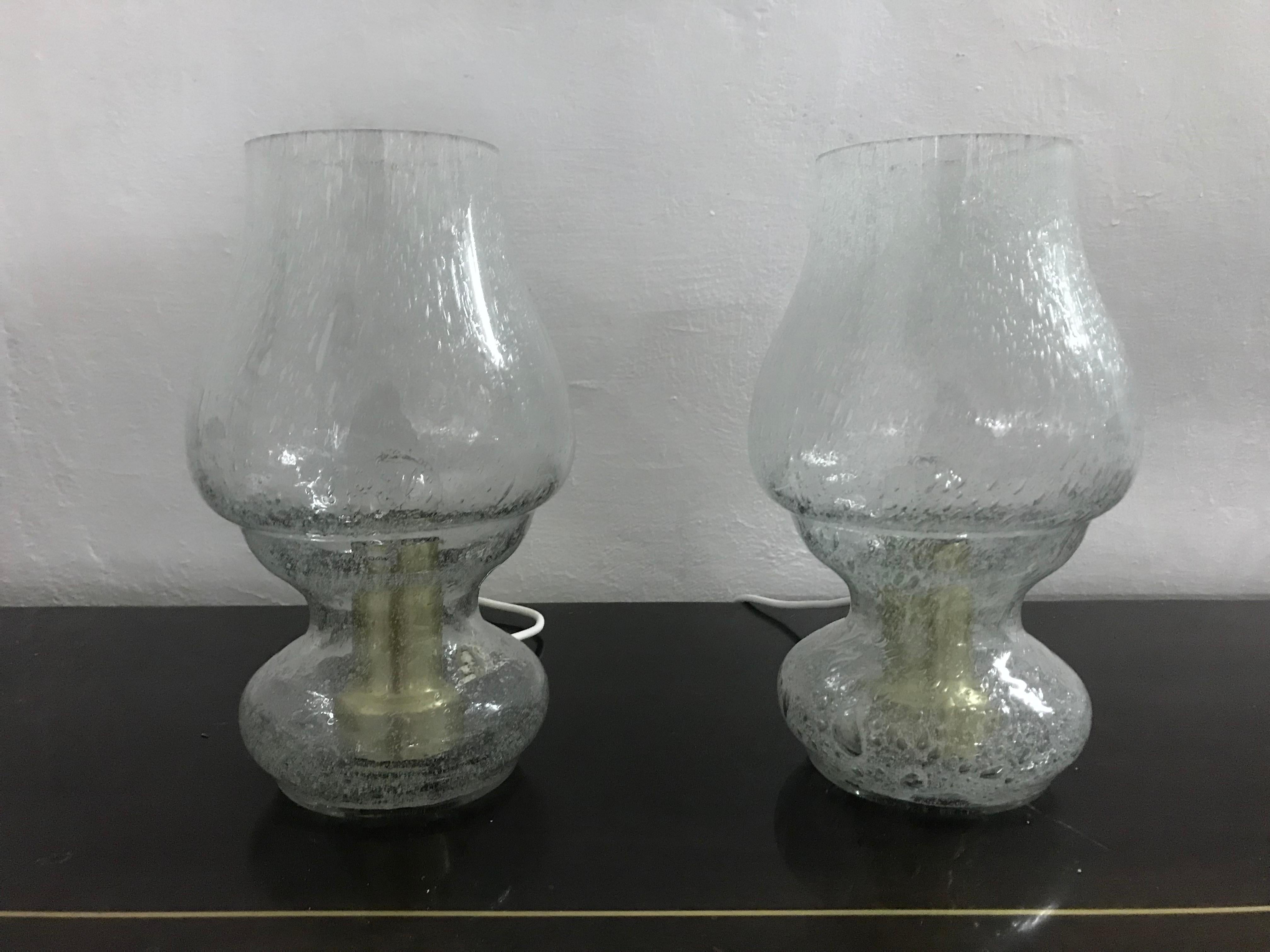 Mid-Century Modern Blown Glass Pair of Table Lamps by Doria, Germany, circa 1970 In Excellent Condition In Merida, Yucatan