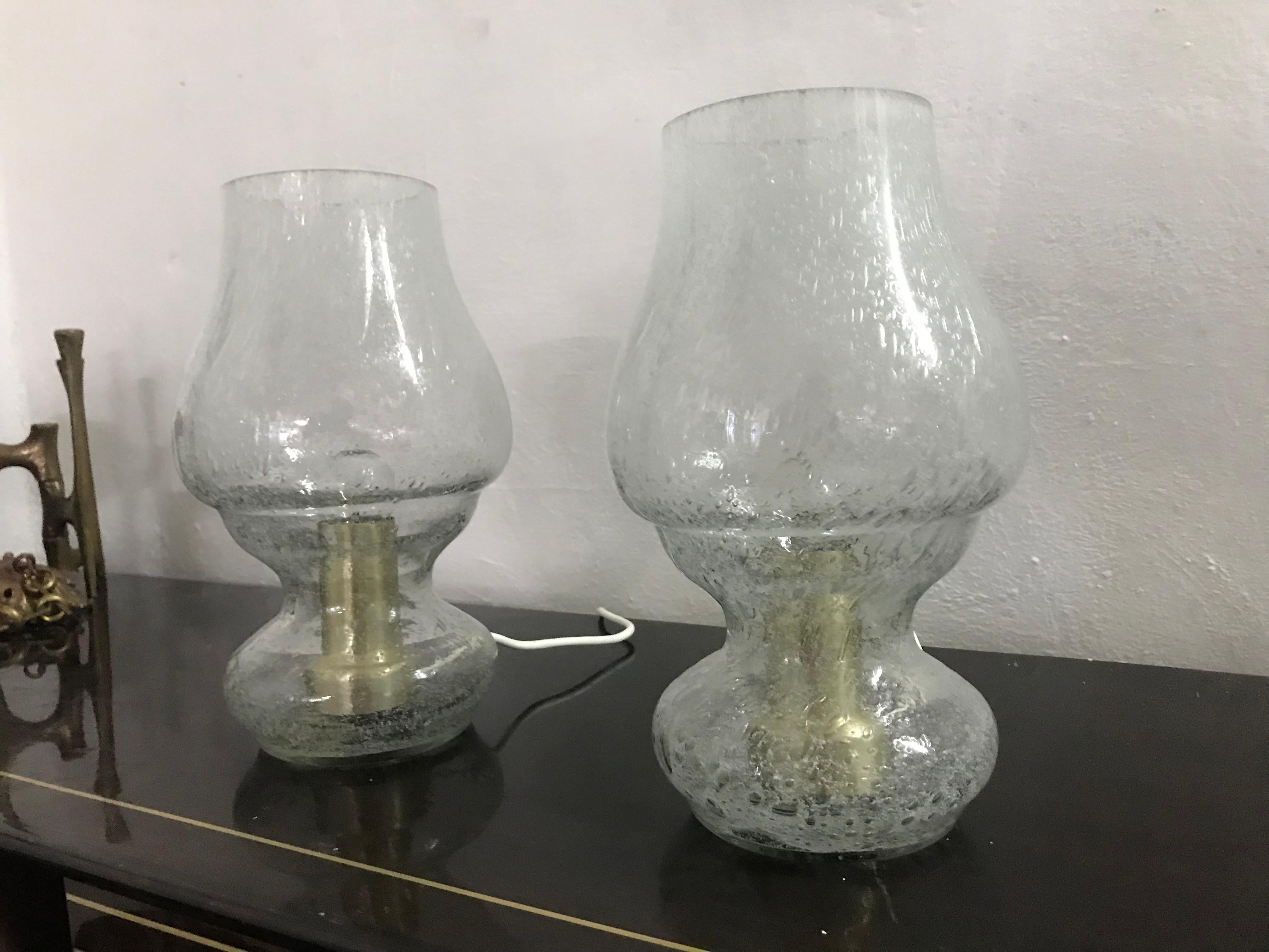 Mid-Century Modern Blown Glass Pair of Table Lamps by Doria, Germany, circa 1970 1