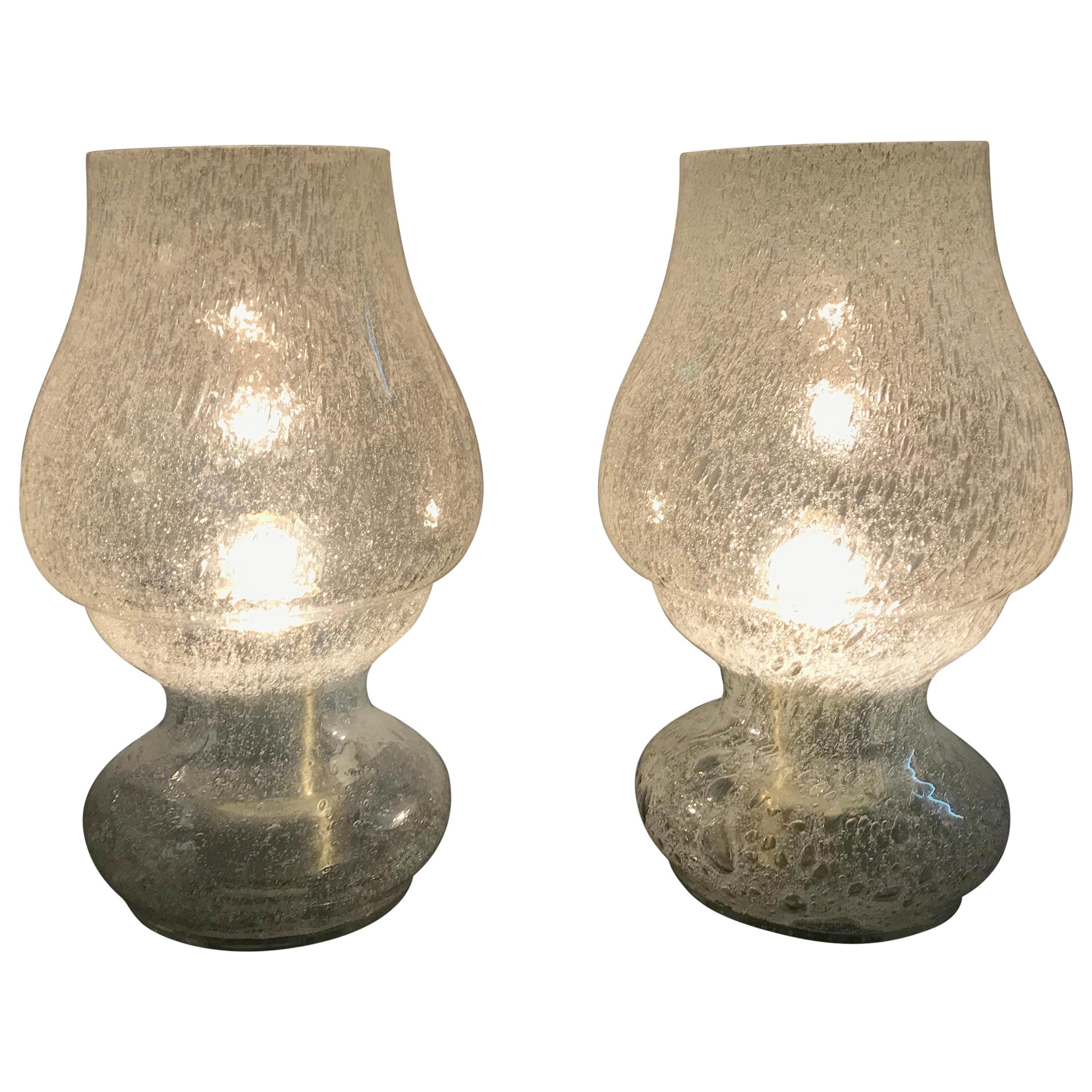 Mid-Century Modern Blown Glass Pair of Table Lamps by Doria, Germany, circa 1970