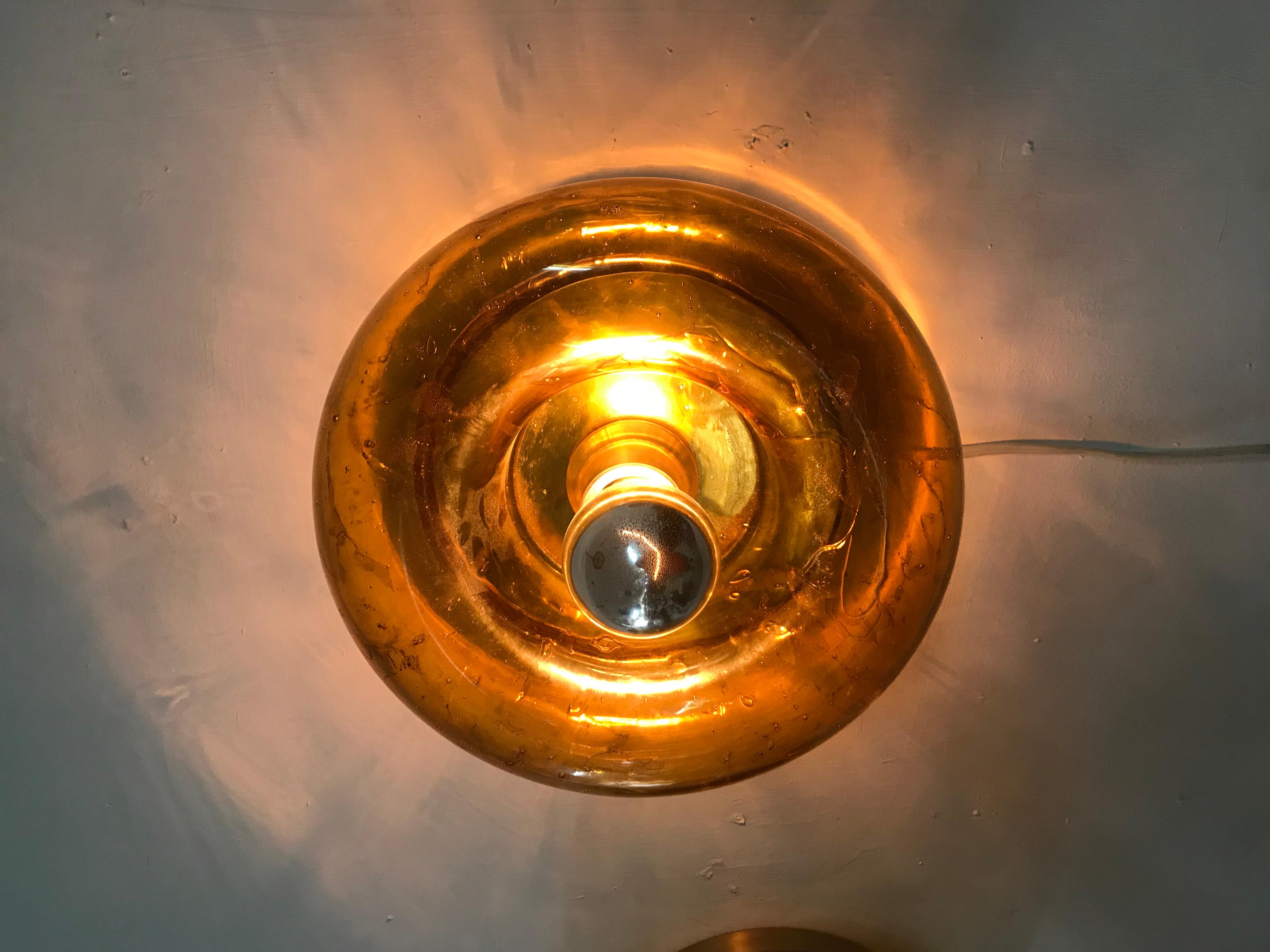 Mid-Century Modern Blown Glass Pair of Wall Lights by Doria, Germany, circa 1970 3