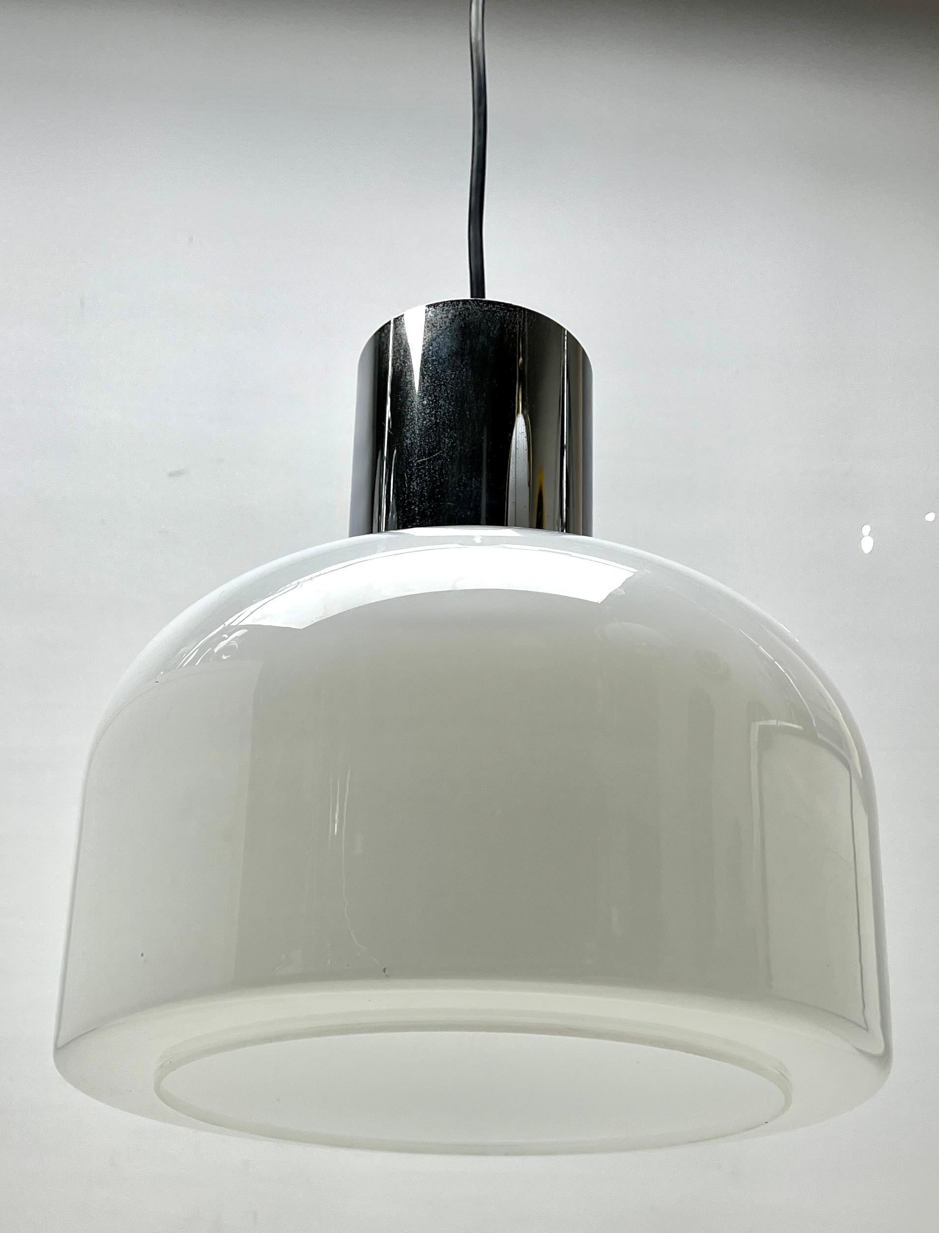 German Mid-Century Modern Blown Glass Pendant/Suspension Fixture Glashütte Limburg For Sale