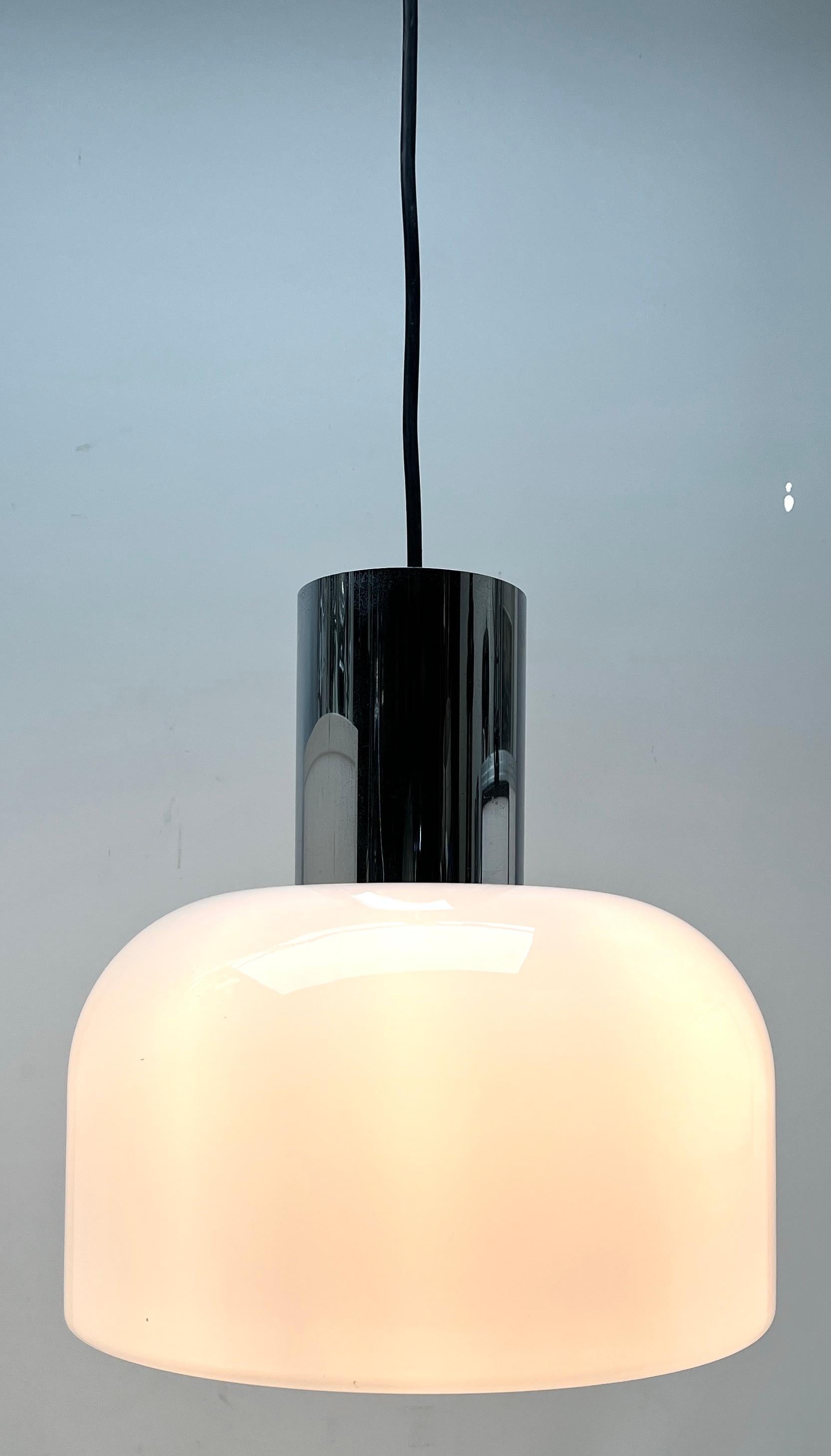 Mid-20th Century Mid-Century Modern Blown Glass Pendant/Suspension Fixture Glashütte Limburg For Sale