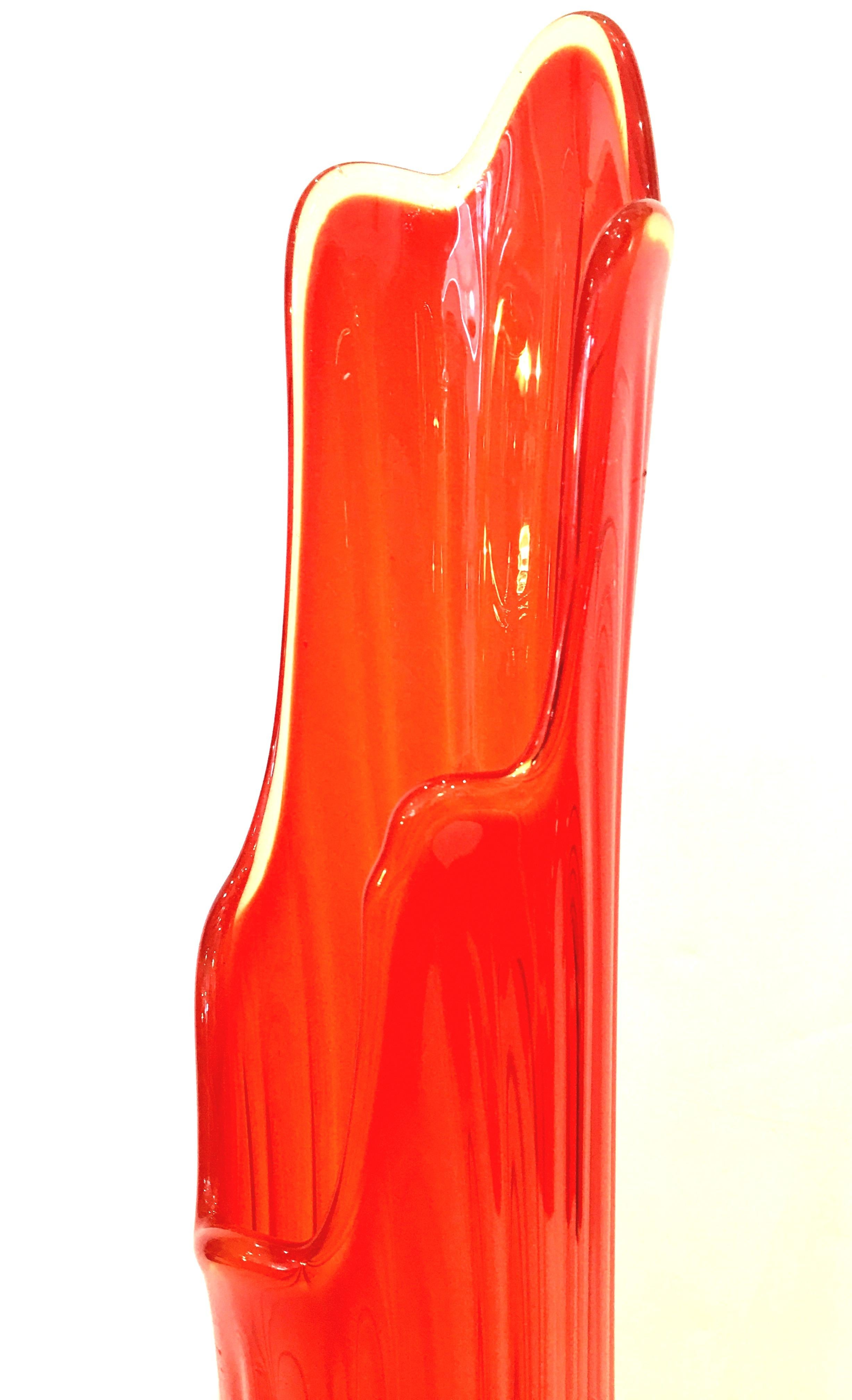 mid century orange glass vase
