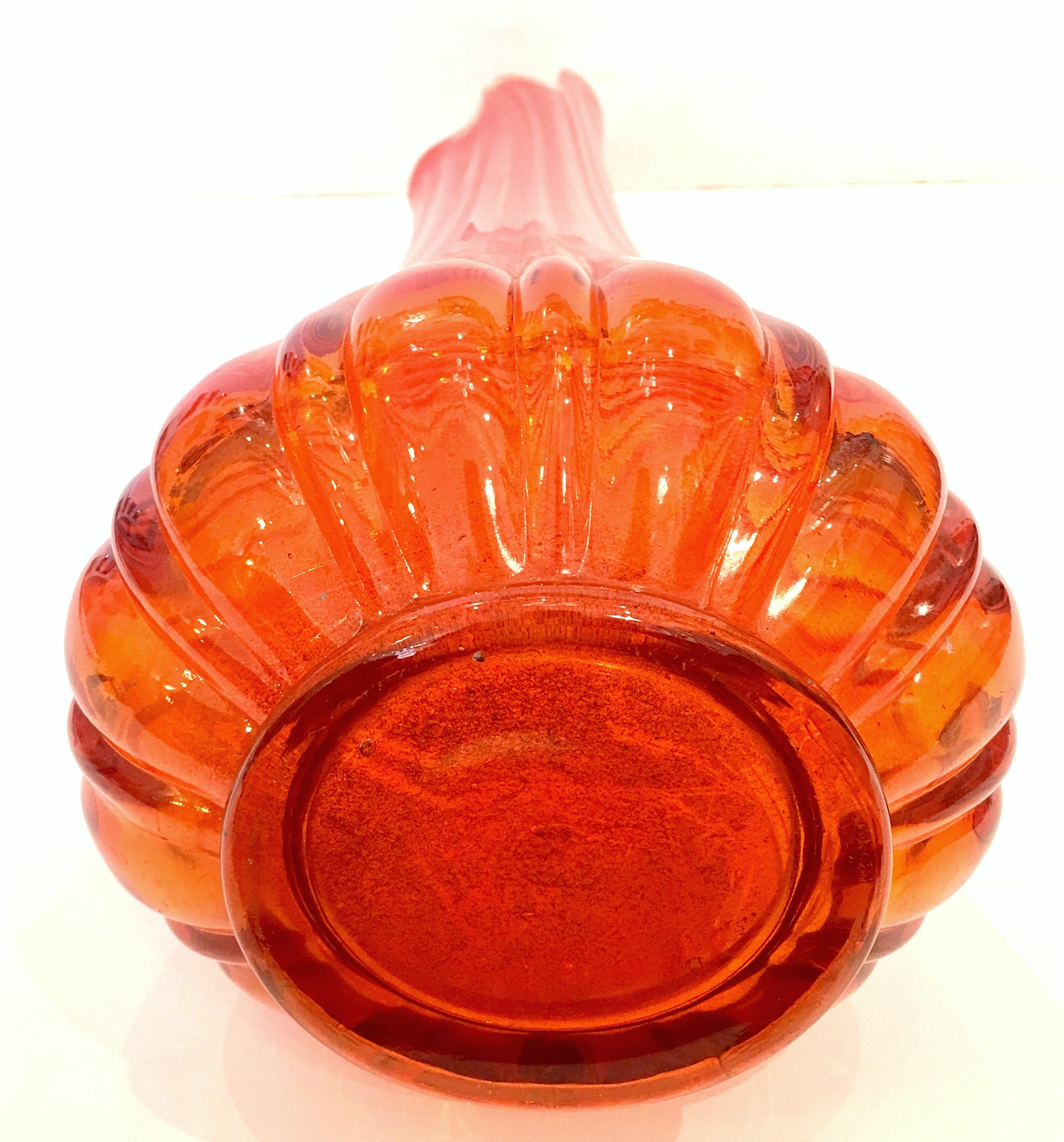 Mid-Century Modern Blown Glass Tall Orange Optic Slag Vase In Good Condition In West Palm Beach, FL