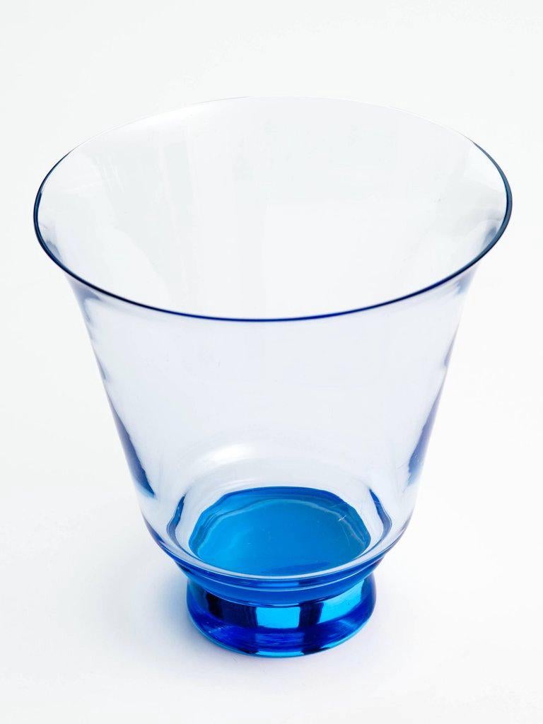 Hand-Crafted Mid-Century Modern Blown Glass Vase in Alexandrite Blue