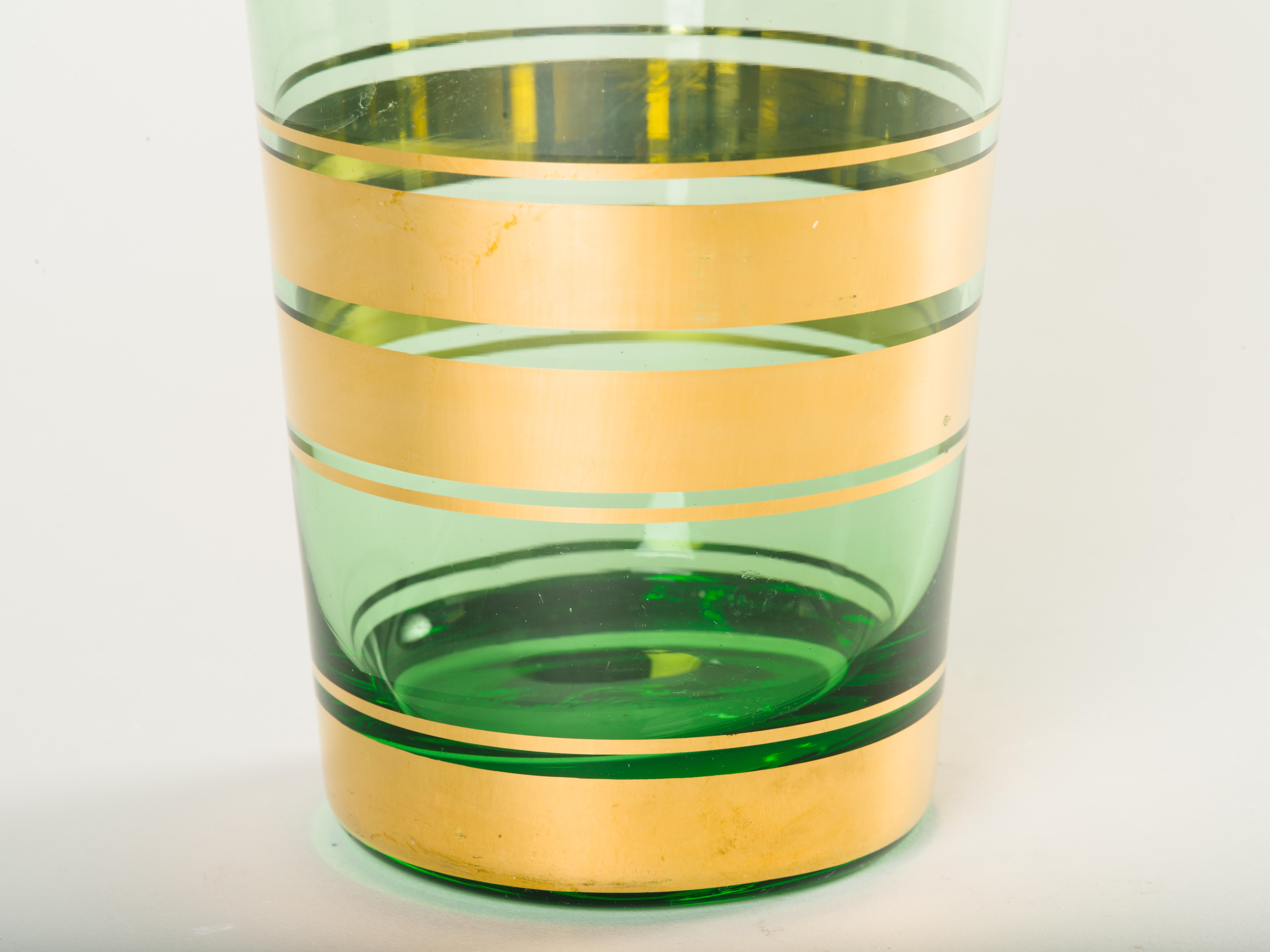 Czech Mid-Century Modern Blown Glass Vase with 24-Karat Gold Details