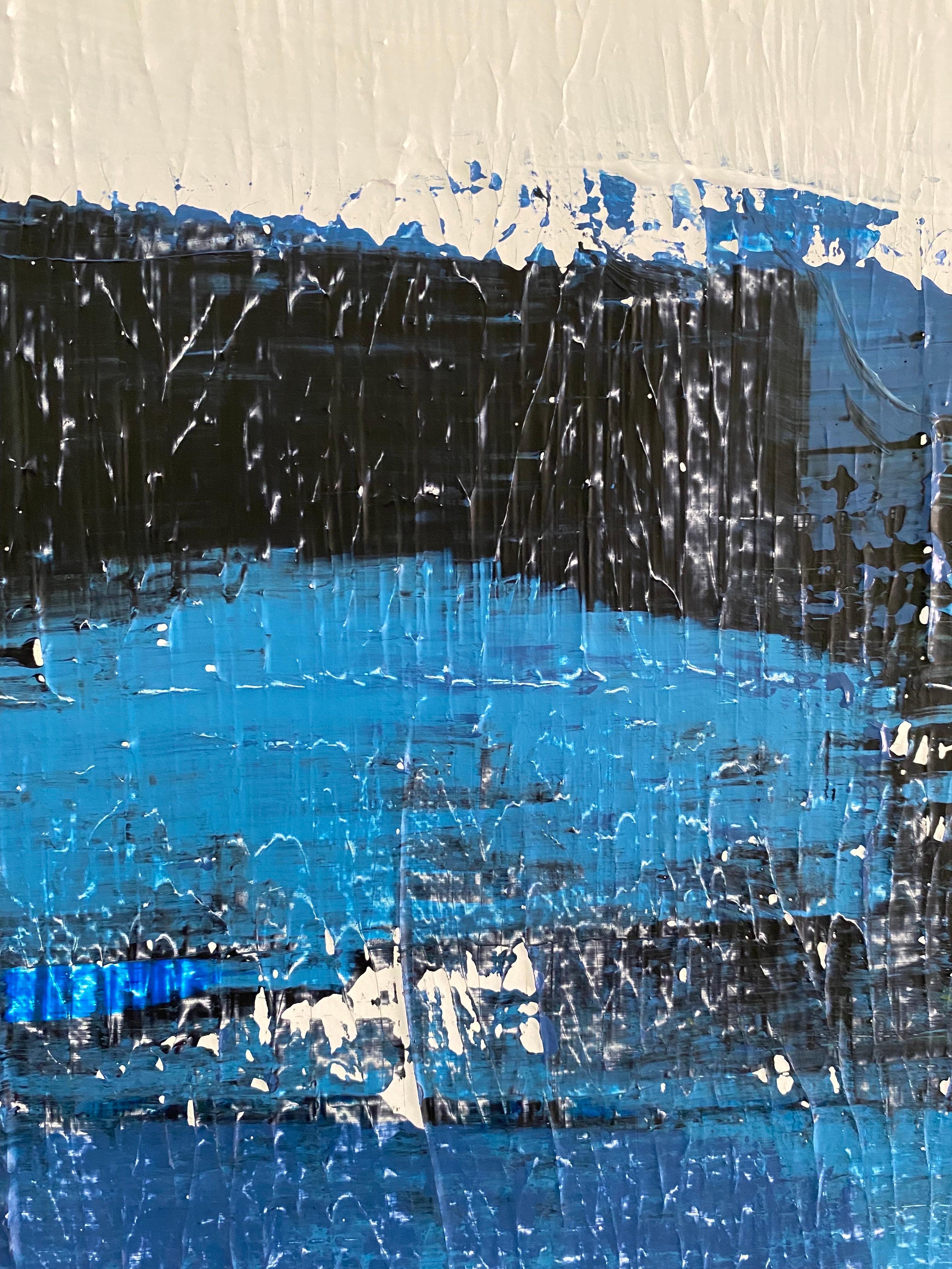 Mid-Century Modern Peinture abstraite contemporaine bleue du milieu du siècle dans le style de Gerhard Richter en vente