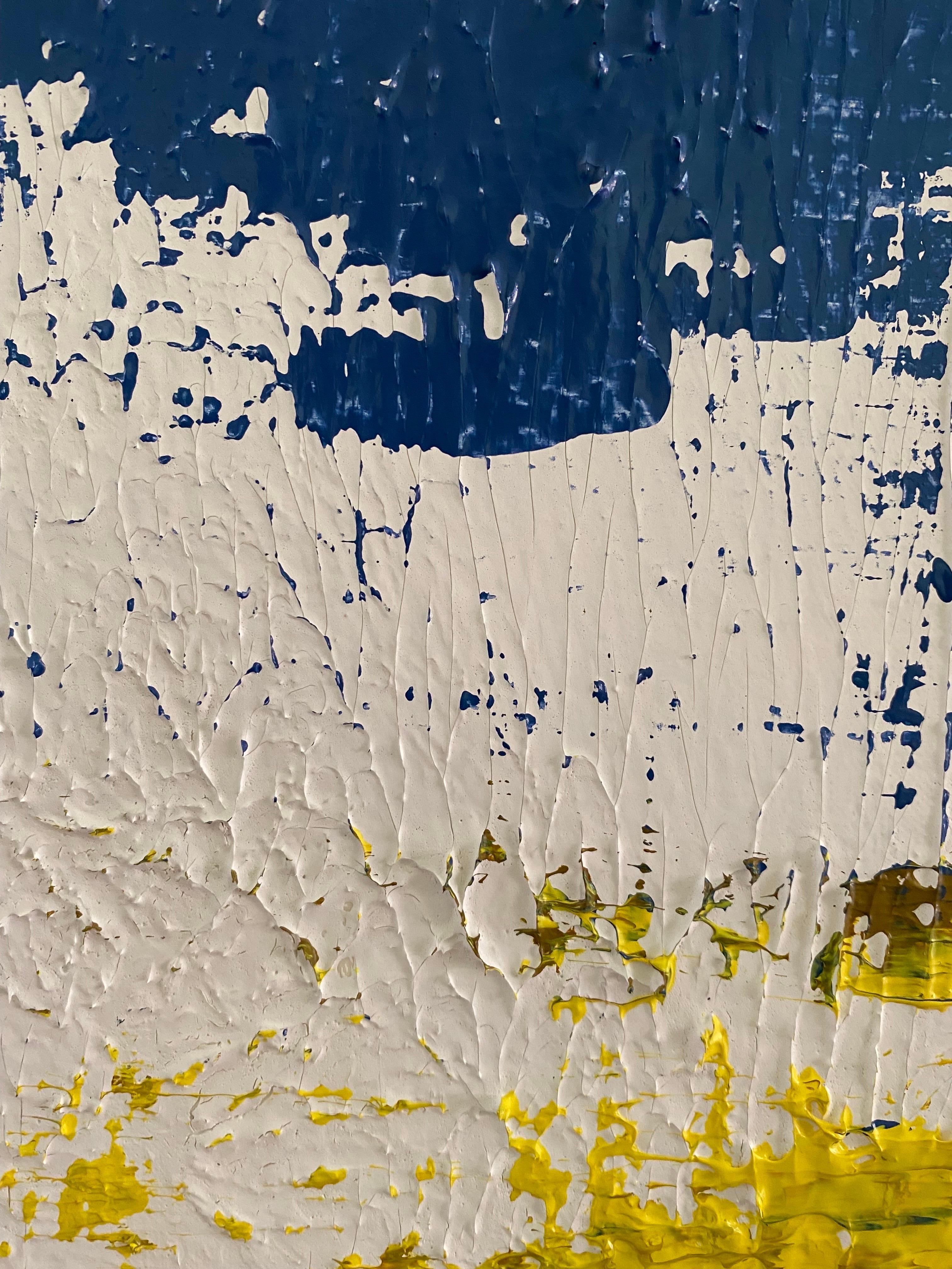 Peinture abstraite contemporaine bleue du milieu du siècle dans le style de Gerhard Richter Bon état - En vente à Bedford Hills, NY
