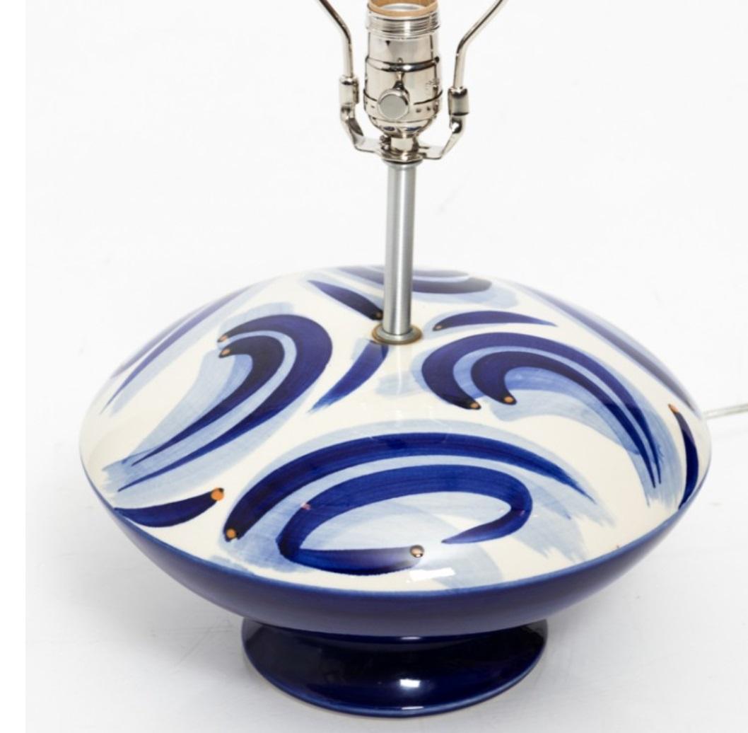 American Mid-Century Modern Blue and White Glass Lamp, circa 1970s For Sale