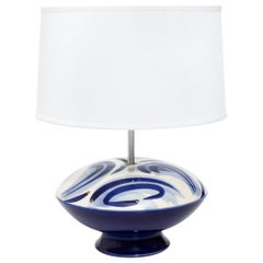 Mid-Century Modern Blue and White Glass Lamp, circa 1970s