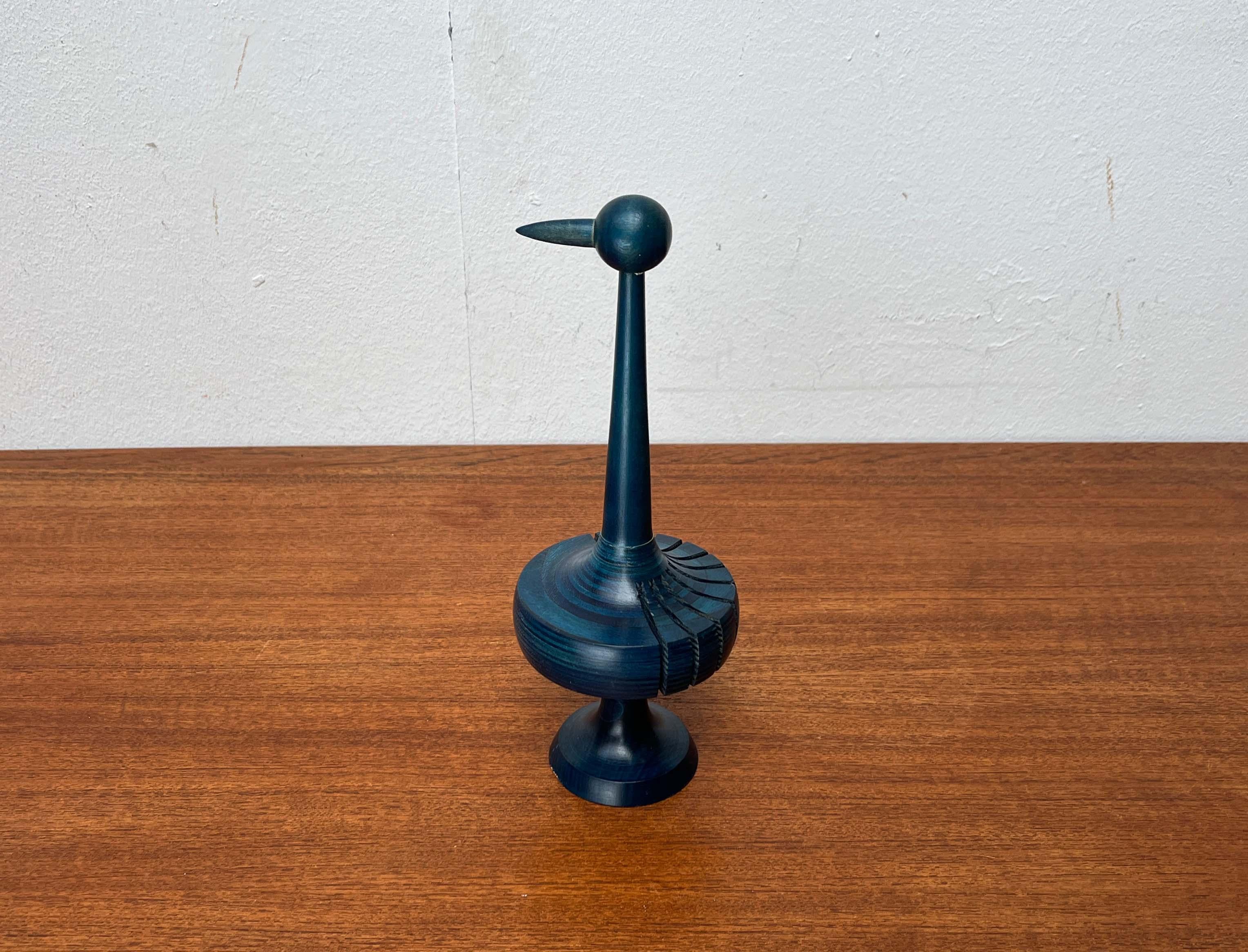 Servilletero de madera con diseño de pájaro azul moderno de mediados de siglo Paavo Asikainen Finlandia Finlandés en venta