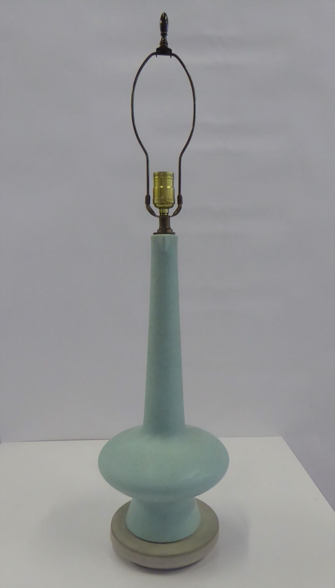 Mid-20th Century Mid-Century Modern Blue Ceramic Ewer Table Lamp, 1950s