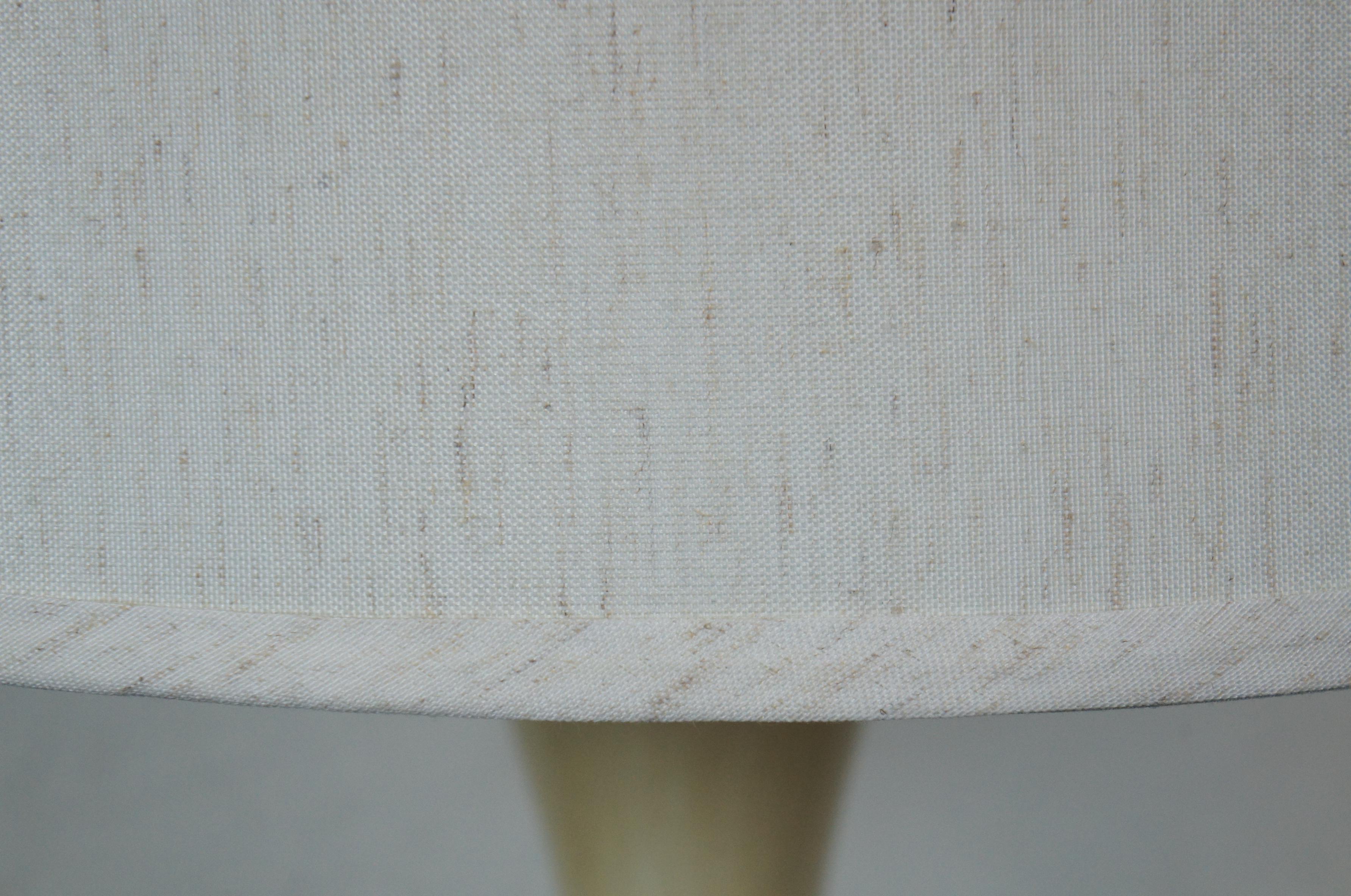 Mid-Century Modern Blue Ceramic and Pickled Oak Desk Table Lamp Atomic Boho MCM 3