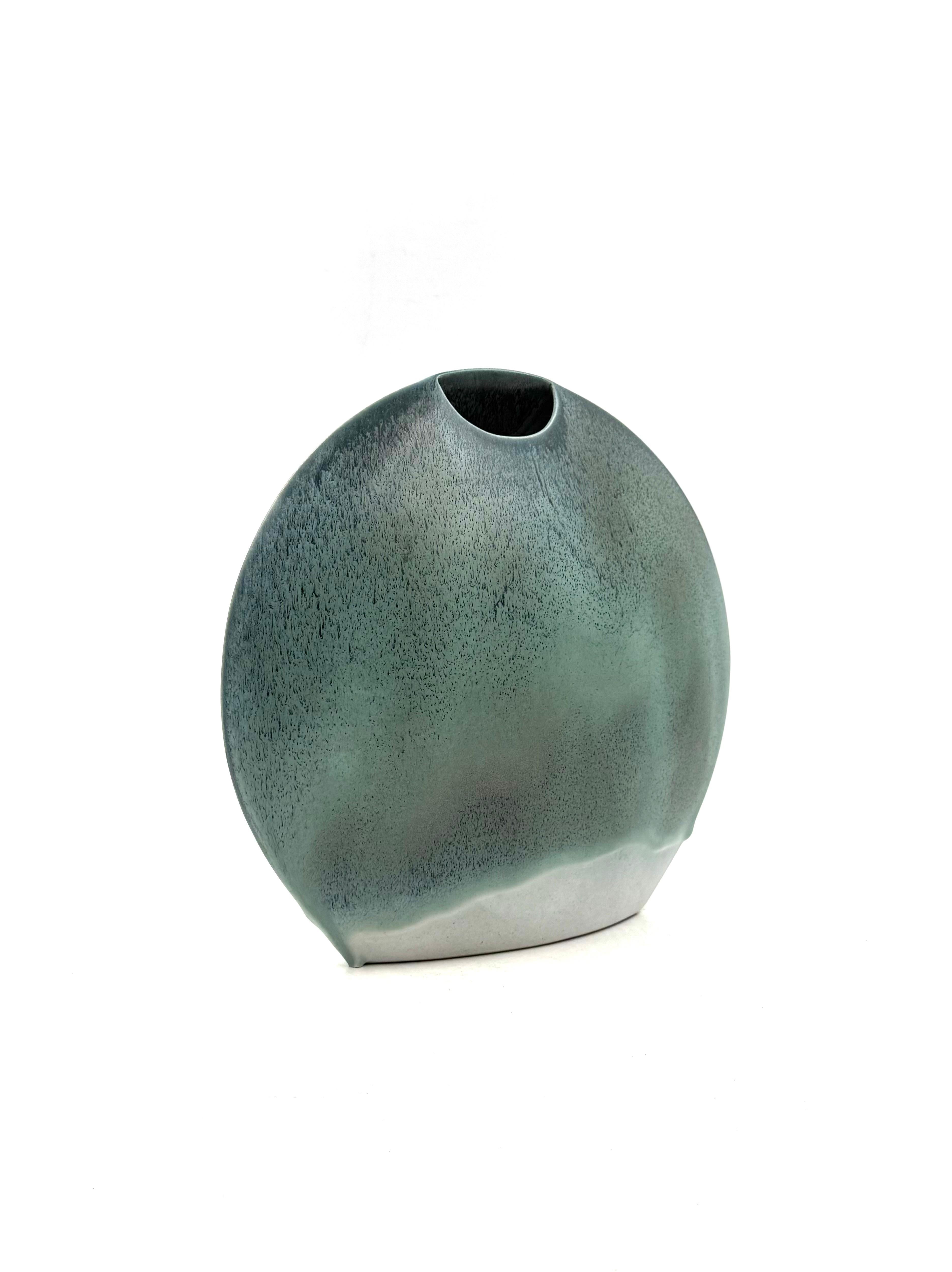 Mid-century modern blue ceramic solifleur vase, France 1970 in vendita 3