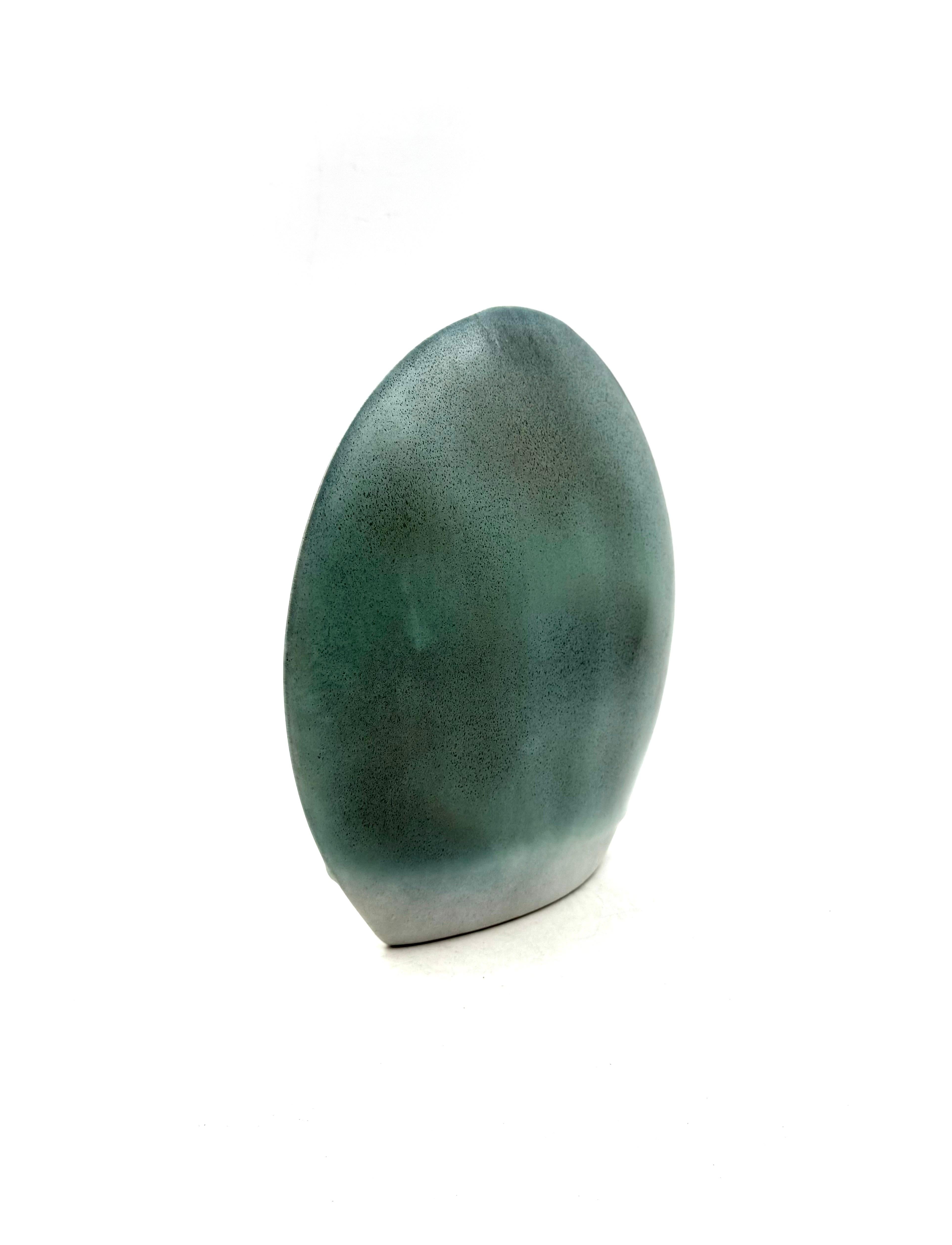 Mid-century modern blue ceramic solifleur vase, France 1970 in vendita 8