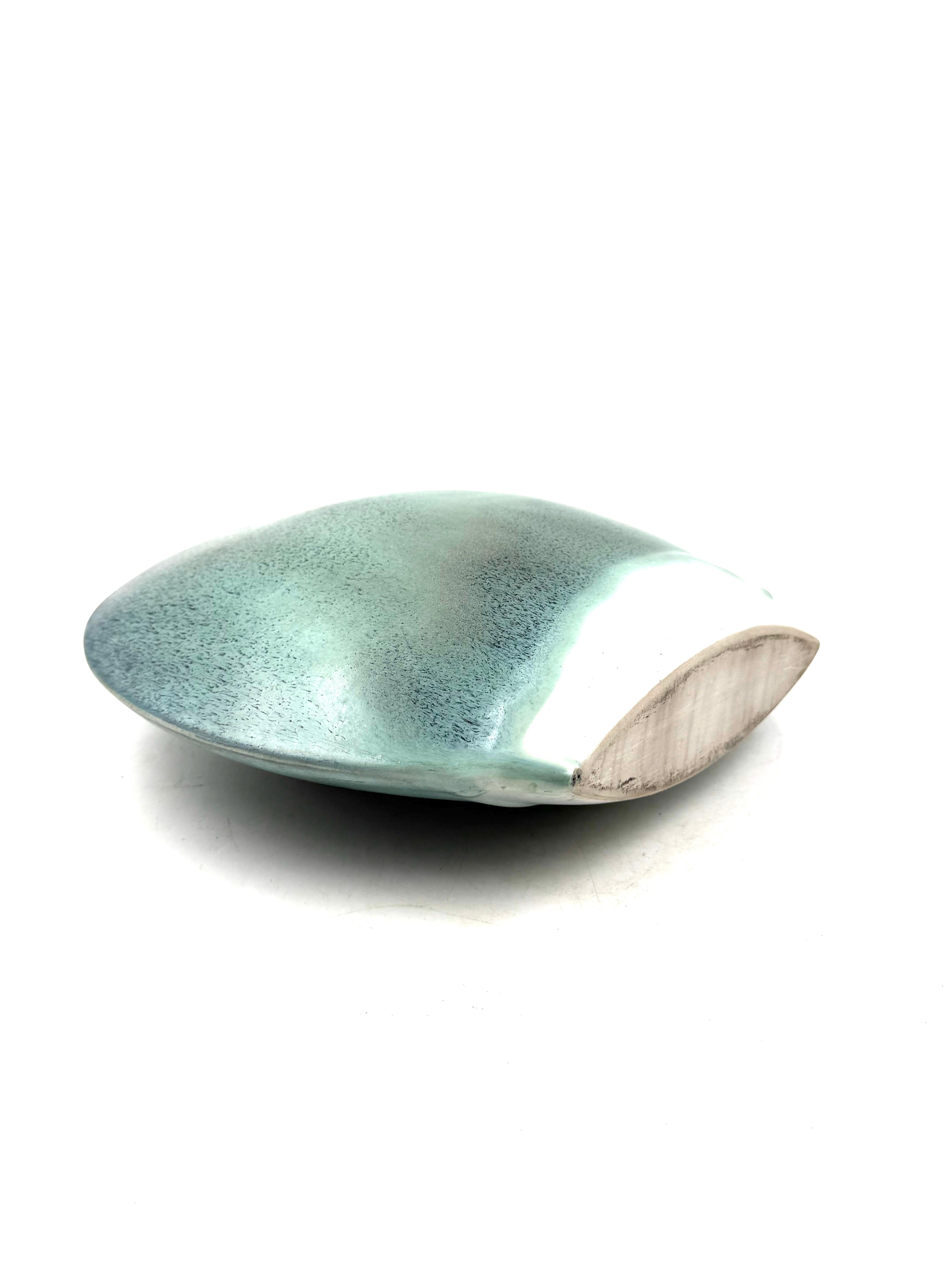 Mid-century modern blue ceramic solifleur vase, France 1970 in vendita 10
