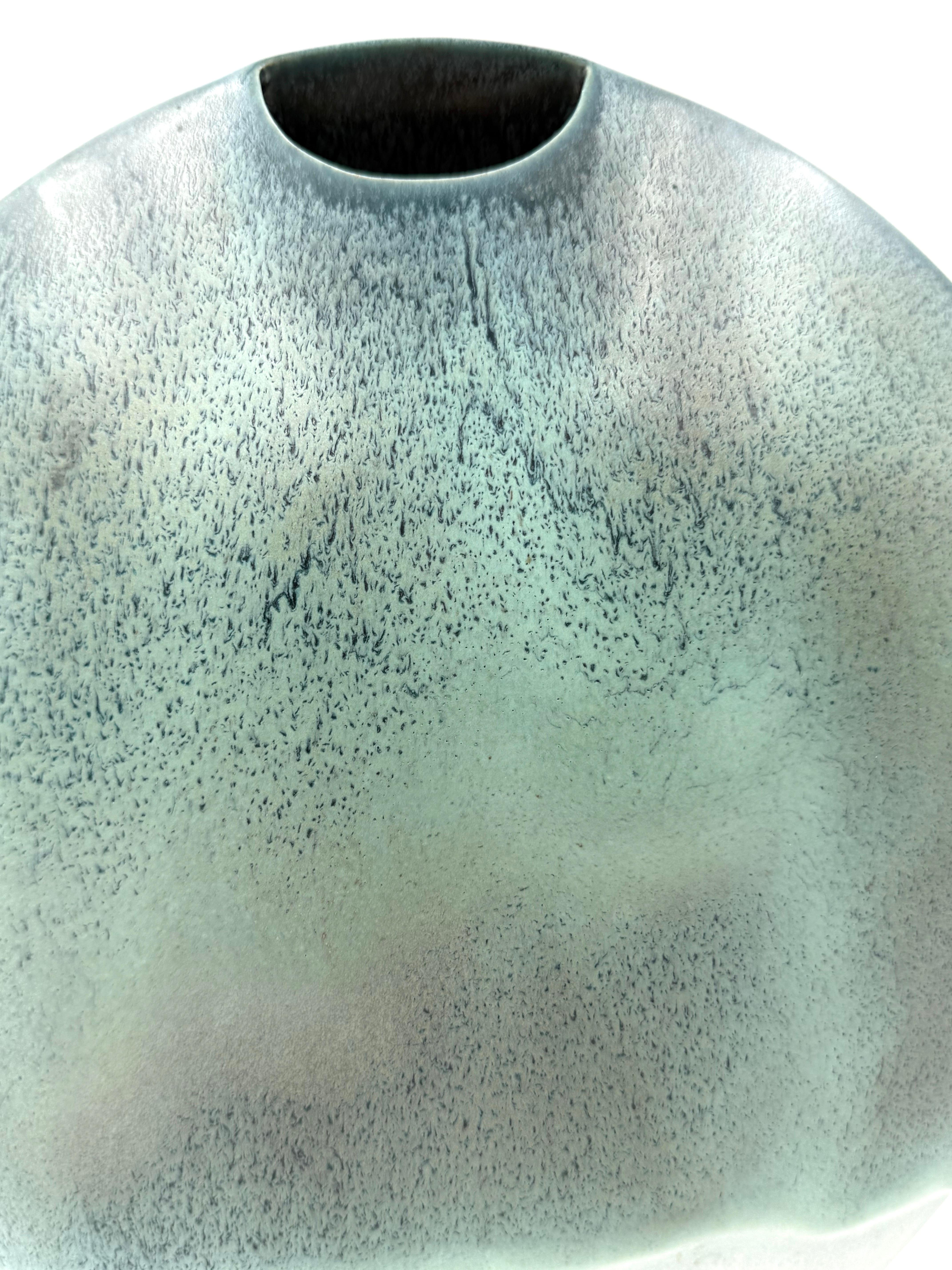 Mid-century modern blue ceramic solifleur vase, France 1970 in vendita 2
