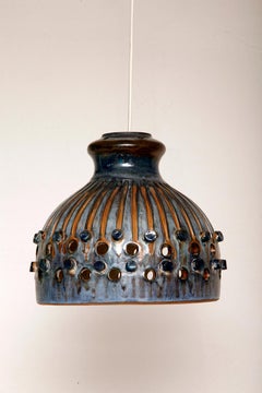 Mid-Century Modern Blue, Ceramic Celling Lamp, Denmark, 1960s