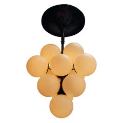 Mid-Century Modern Blue Cluster with White Opaline Italian Suspension Lamp