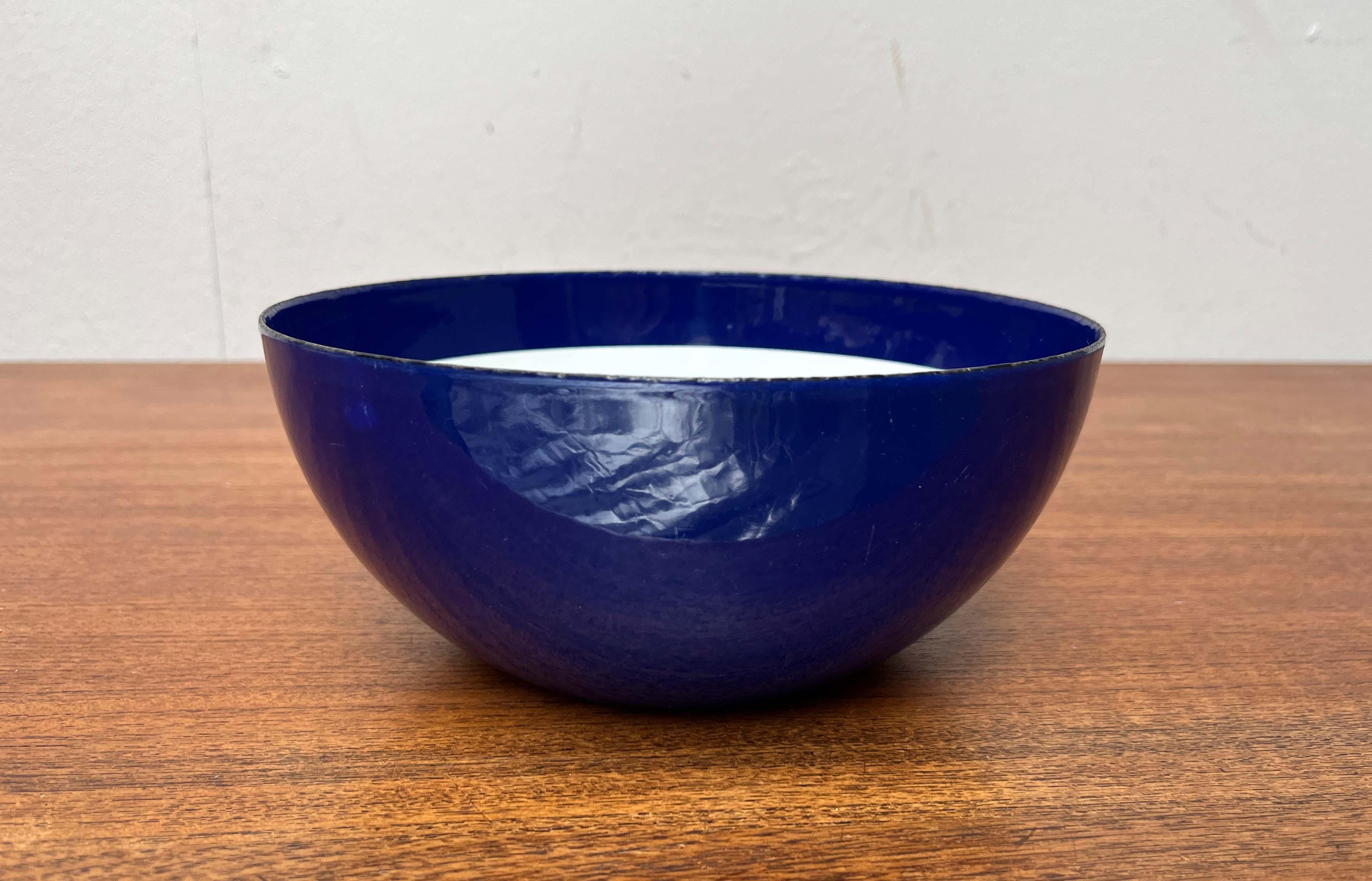 Blaue Emaille-Schale von Kaj Franck für Finel, Finnland, 1960er Jahre, Mitte des Jahrhunderts im Angebot 9