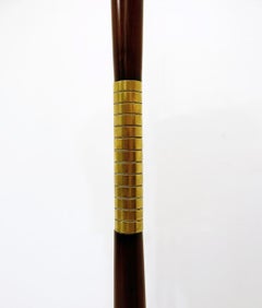 Mid-Century Modern Blue Floor Lamp, in Wood and Brass, Italy, 1950s