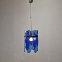 Mid-Century Modern Blue Glass Chandelier or Pendant by Veca, Italy 1970's