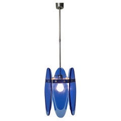 Mid-Century Modern Blue Glass Chandelier or Pendant by Veca, Italy 1970's