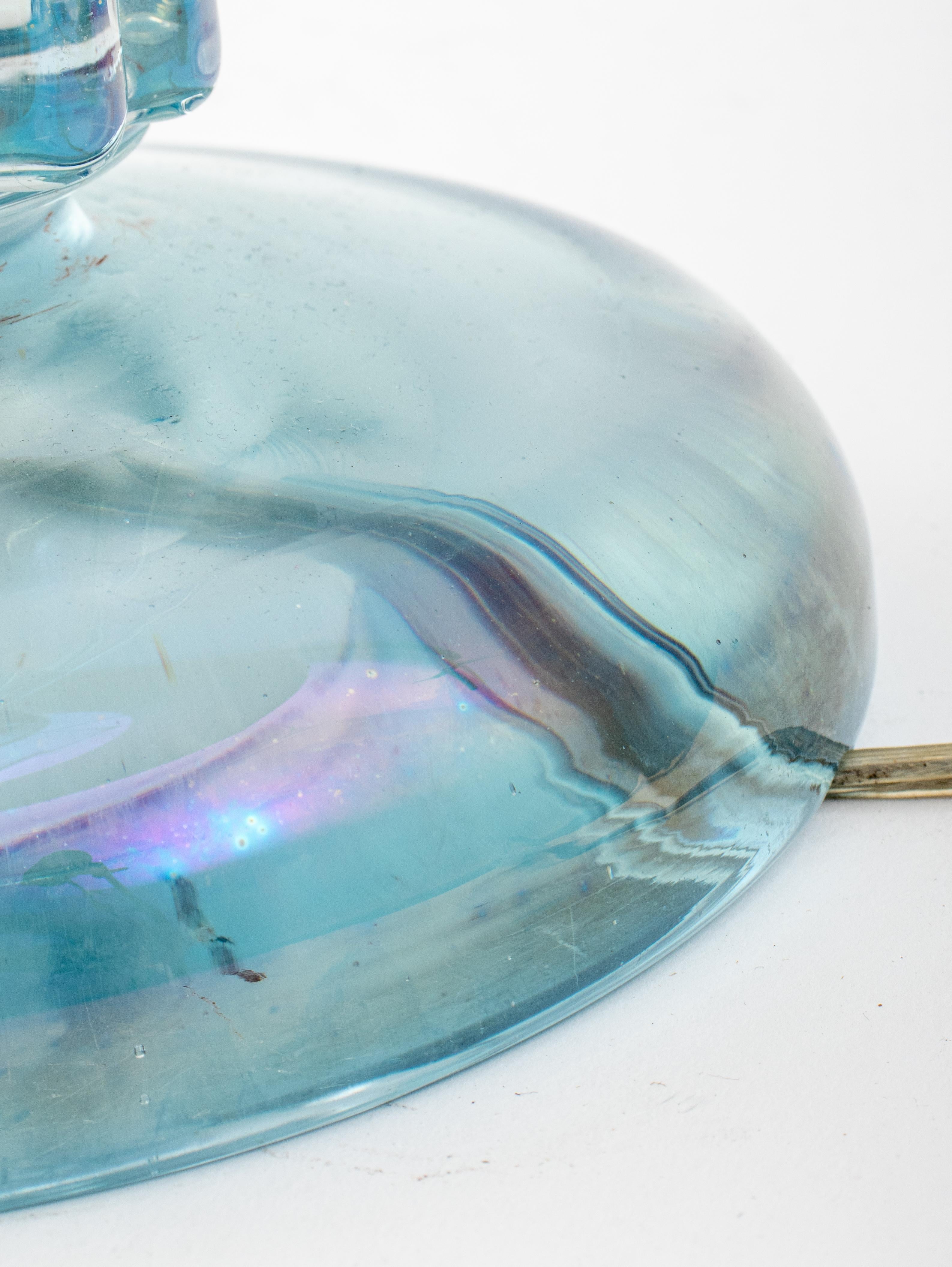 Moderne blaue Glas-Tischlampe aus der Mitte des Jahrhunderts im Angebot 5