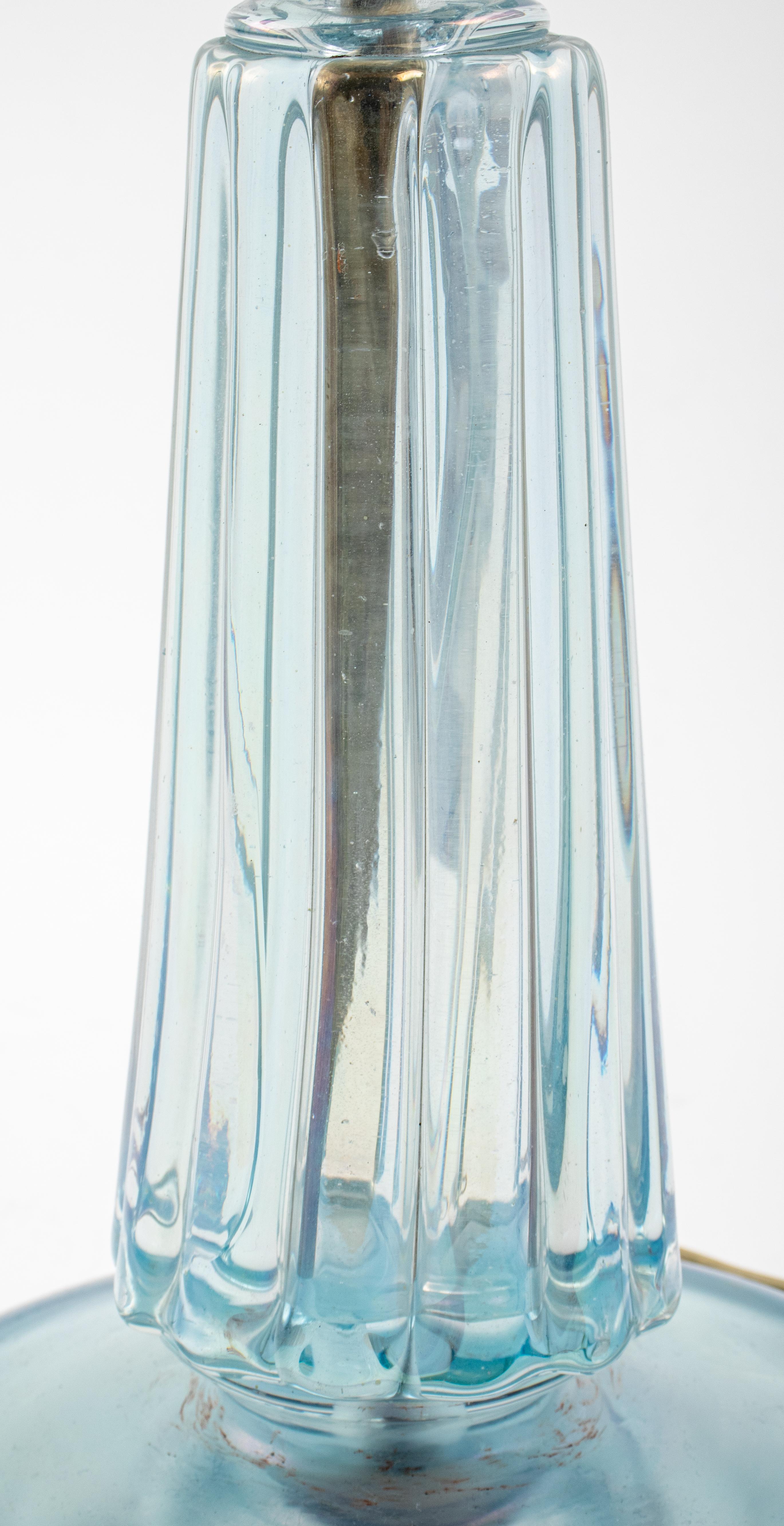 Mid-Century Modern Blue Glass Table Lamp For Sale 3