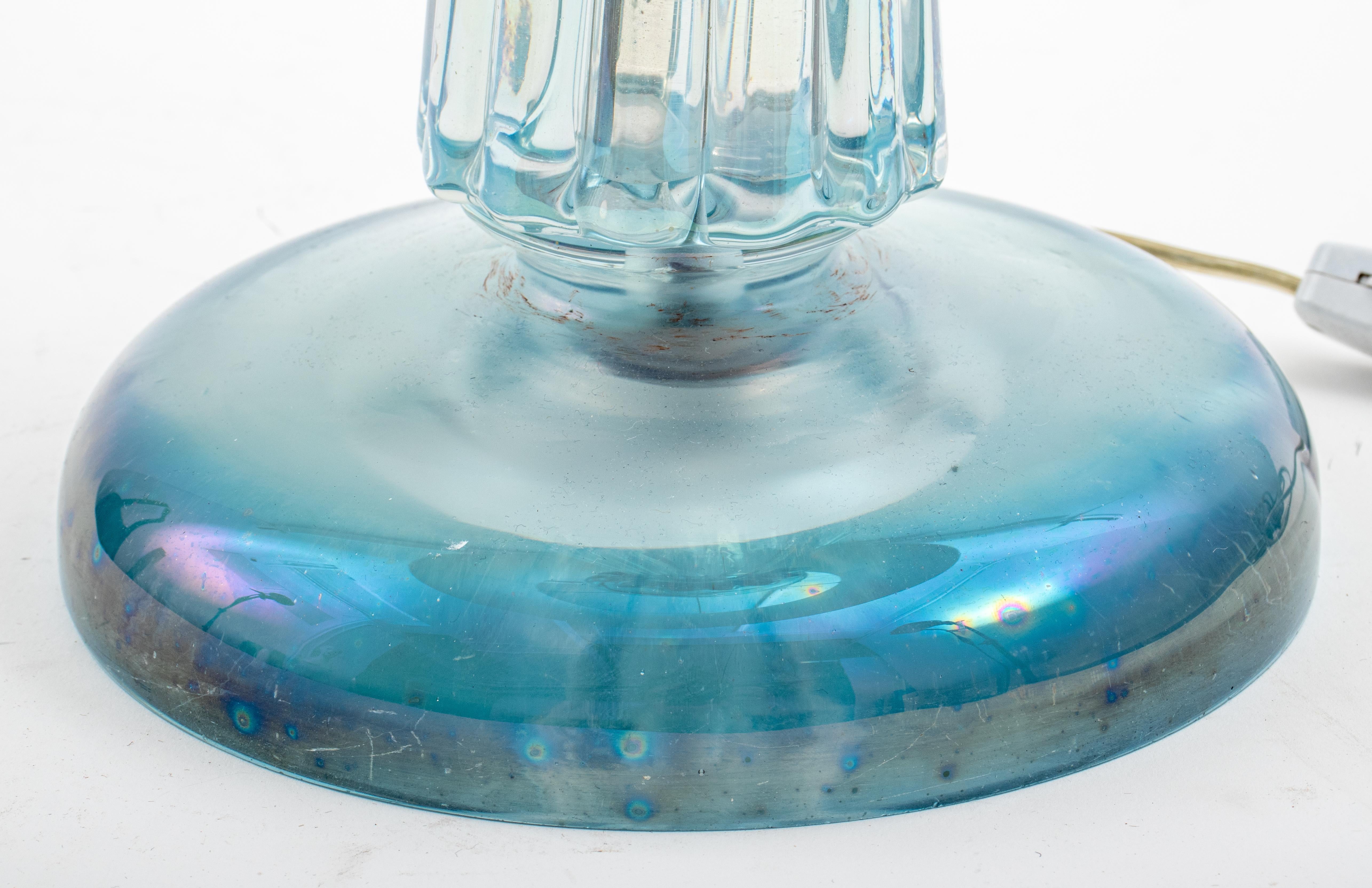 Mid-Century Modern Blue Glass Table Lamp For Sale 3