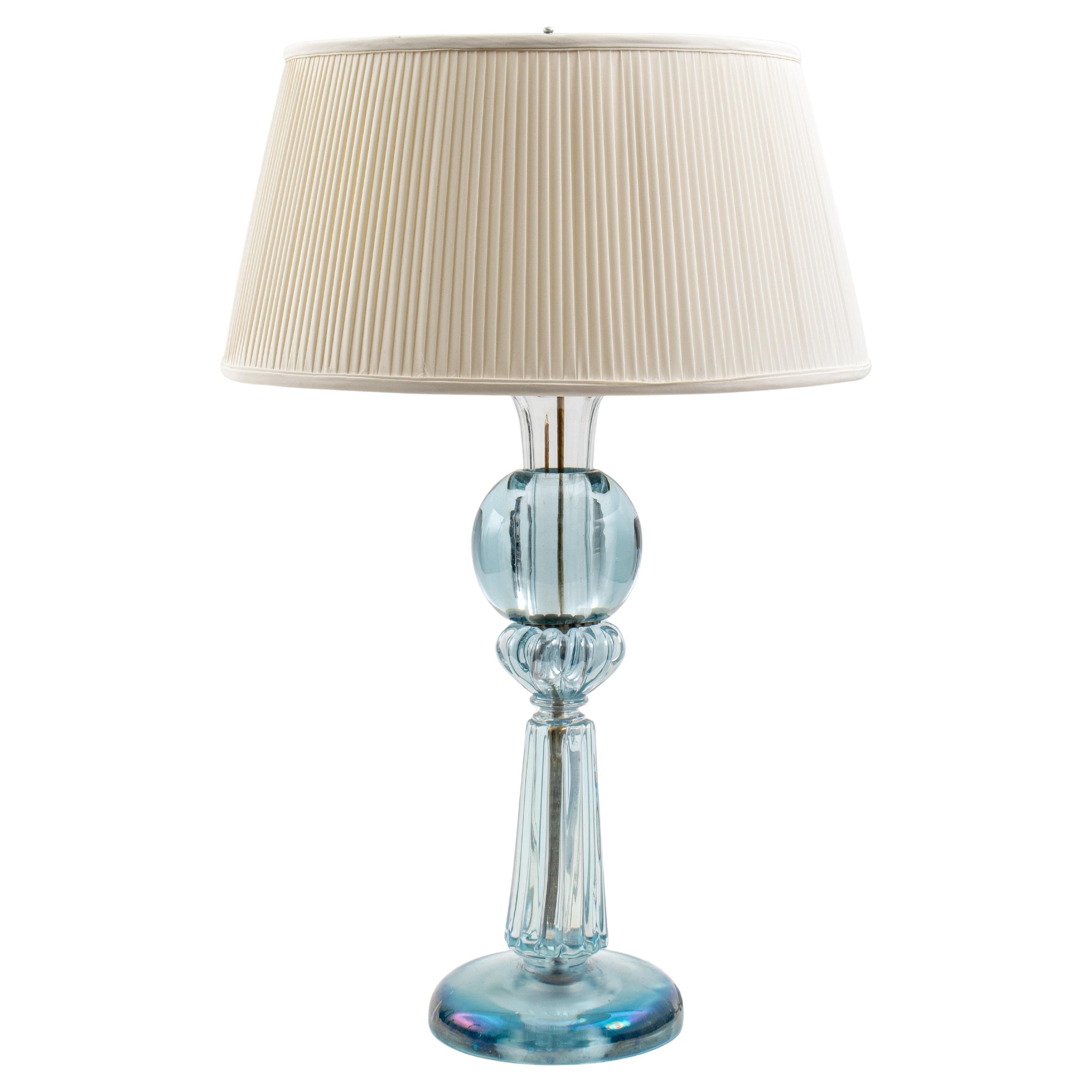 Mid-Century Modern Blue Glass Table Lamp