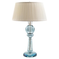 Vintage Mid-Century Modern Blue Glass Table Lamp