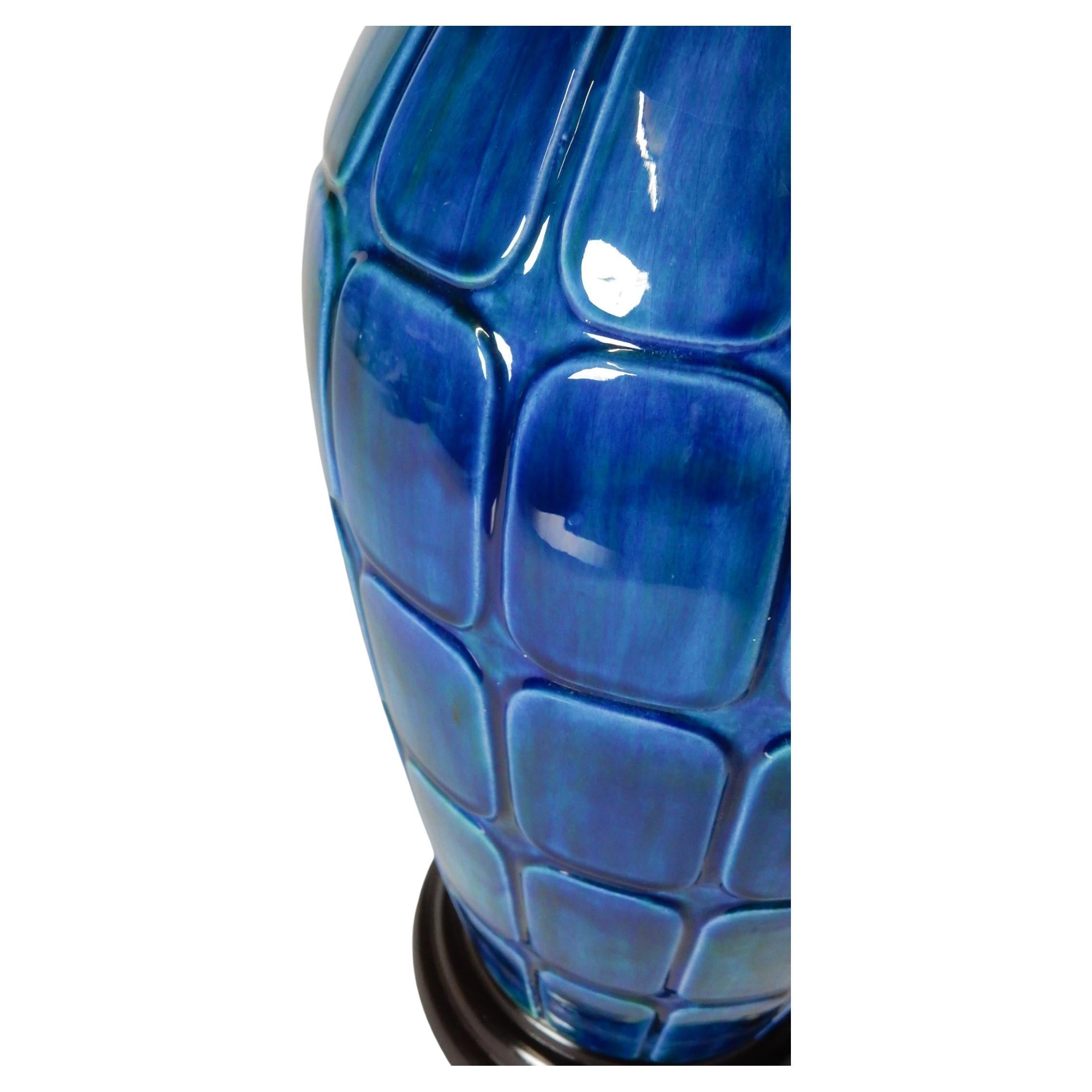 Mid-Century Modern Blue Glazed Ceramic Bottle Lamps 1