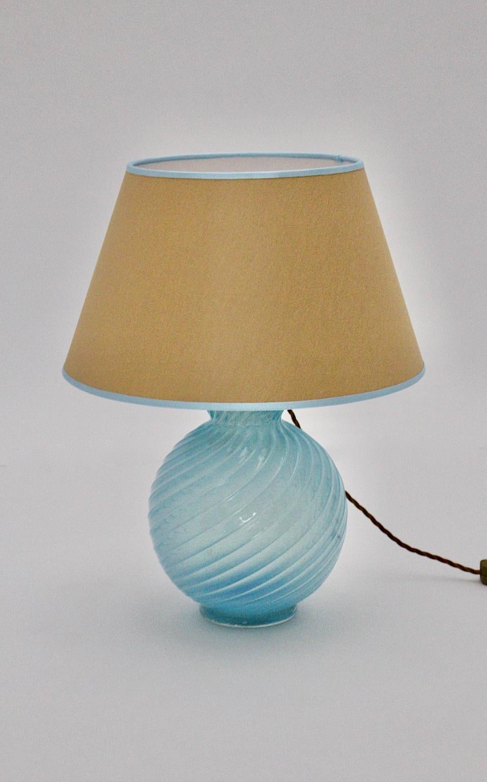 Mid-Century Modern-Tischlampe aus blauem und goldenem Glas Barovier & Toso, Italien 1950 (Italienisch) im Angebot