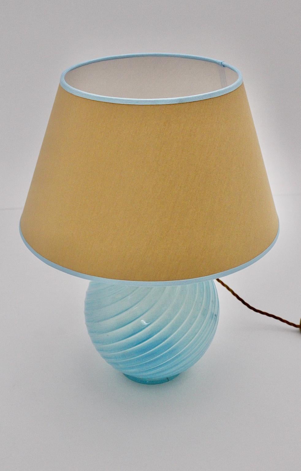 vintage blue glass table lamp