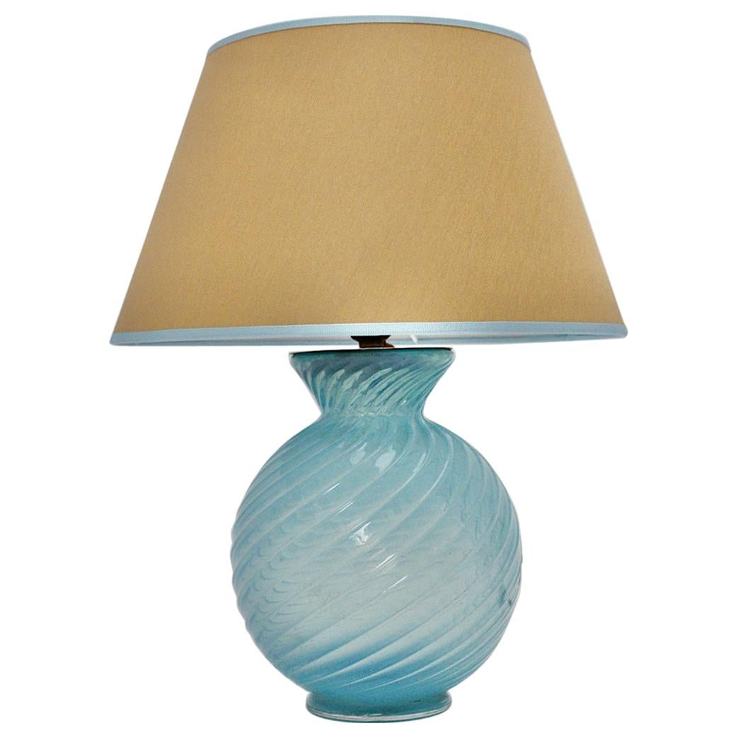 Mid-Century Modern Blue Gold Vintage Glass Table Lamp Barovier & Toso Italy 1950 For Sale