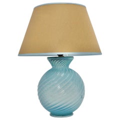 Mid-Century Modern Blue Gold Vintage Glass Table Lamp by Barovier & Toso, Italy