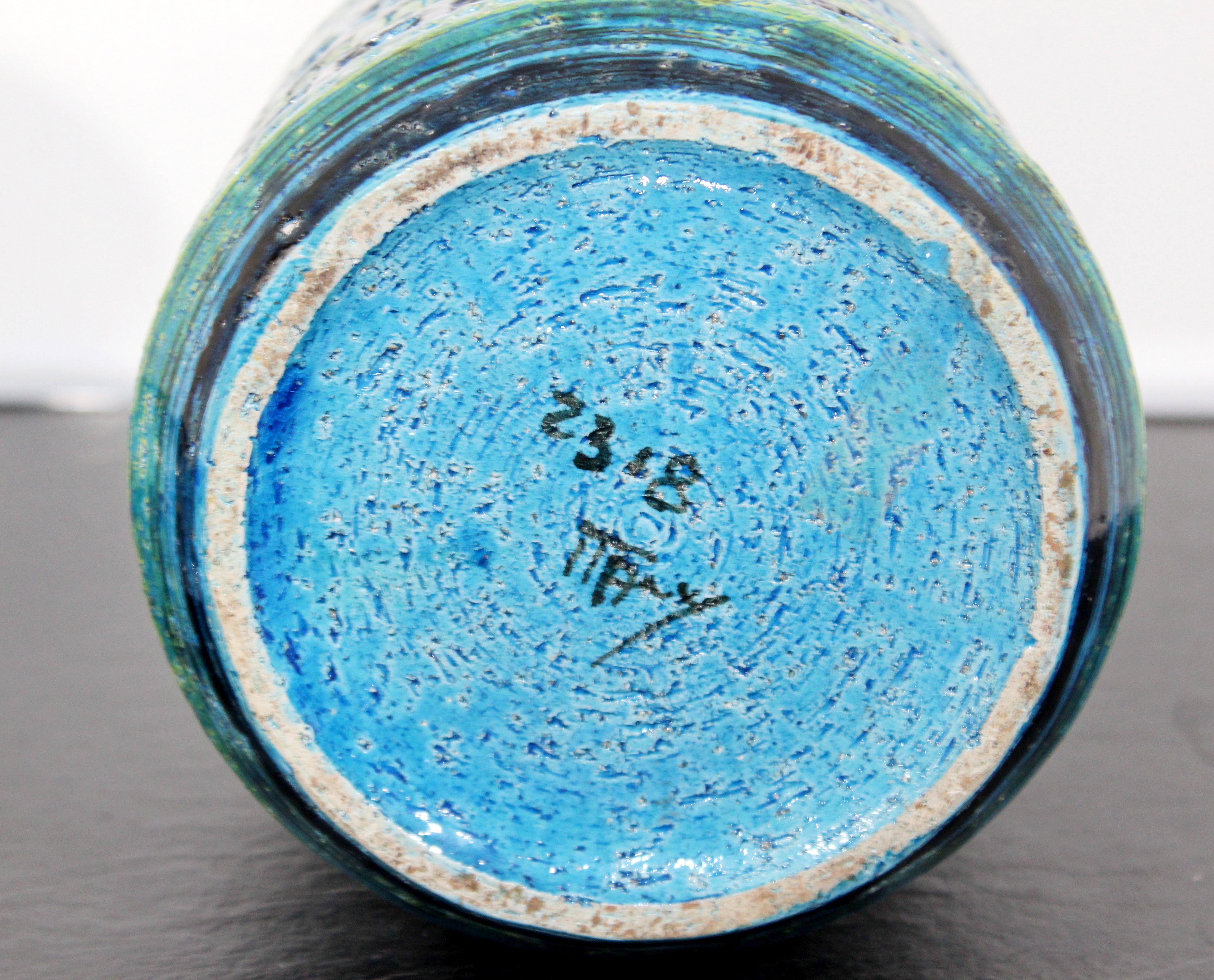 Mid-Century Modern Blue Green Ceramic Lidded Art Vessel Bitossi, Italian, 1970s 1