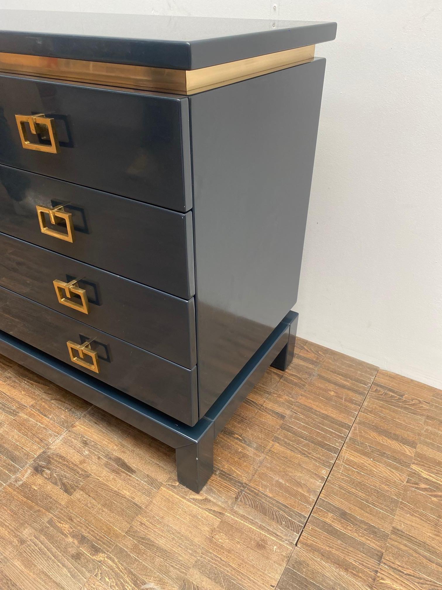 Mid-Century Modern Blue Laquered Chest of Drawers, Belgium In Good Condition In Brussels, BE