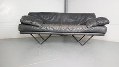 Divano moderno a 2 posti in pelle blu "Cornelius" per Durlet, anni '80