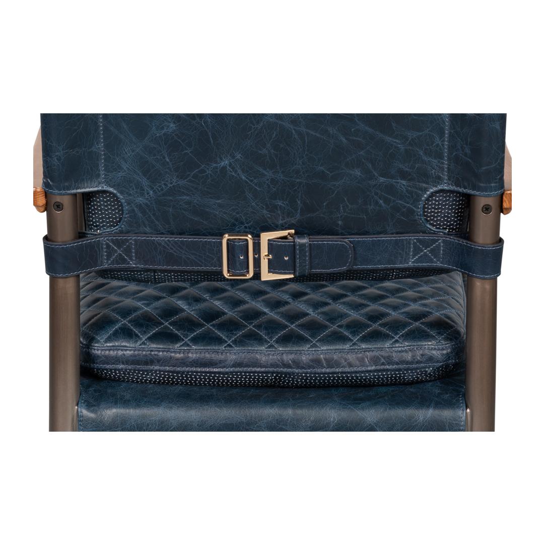 Fauteuil en cuir bleu moderne du milieu du siècle en vente 3