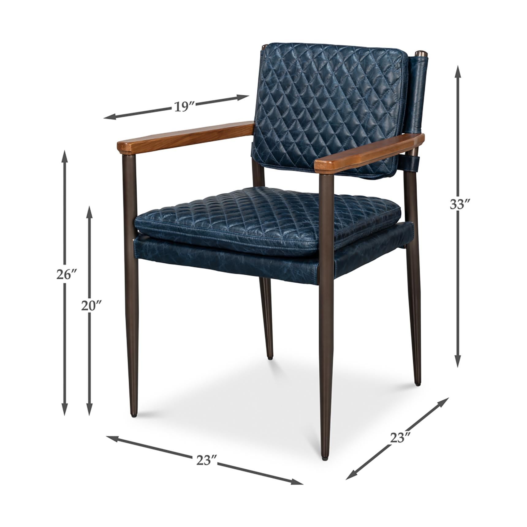 Fauteuil en cuir bleu moderne du milieu du siècle en vente 5
